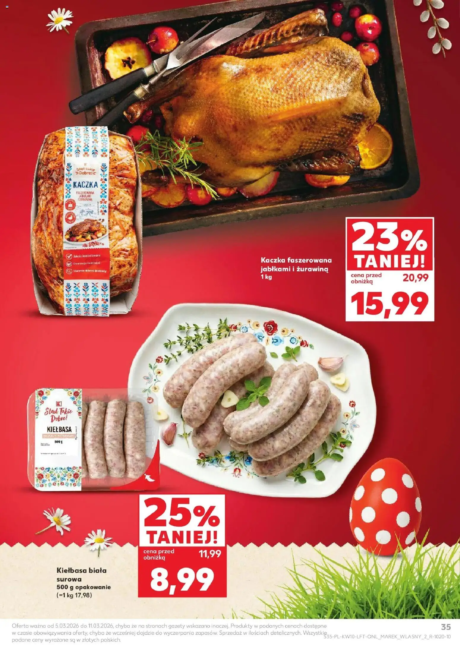Kaufland gazetka od 05.03.2026 | Strona: 35 | Produkty: Kiełbasa, Kaczka, Żurawina