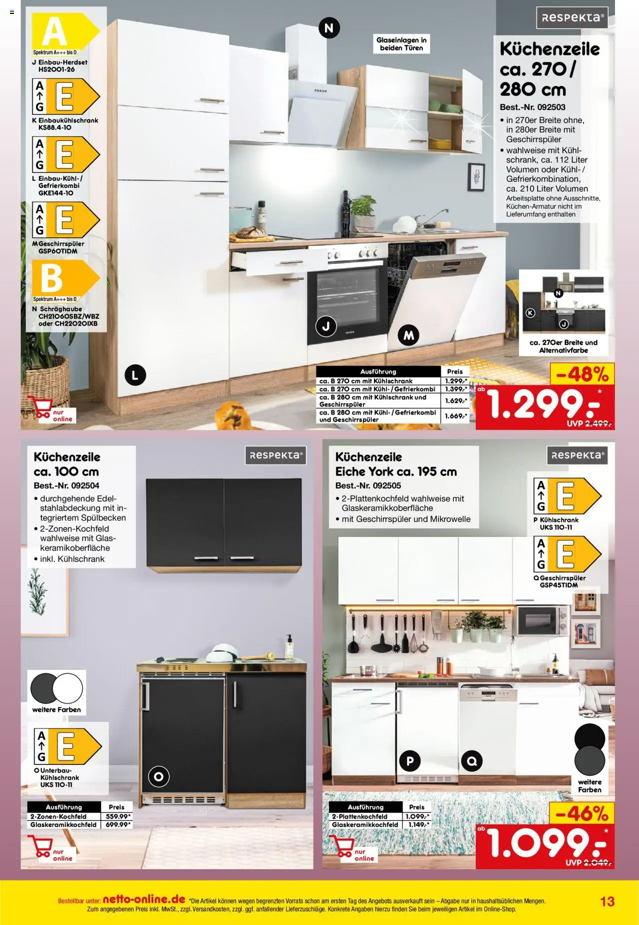 Netto Marken-Discount Online-Angebote September - gültig ab dem 01.09.2025 | Seite: 13 | Produkte: Mikrowelle, Geschirrspüler, Küchenzeile, Kühlschrank