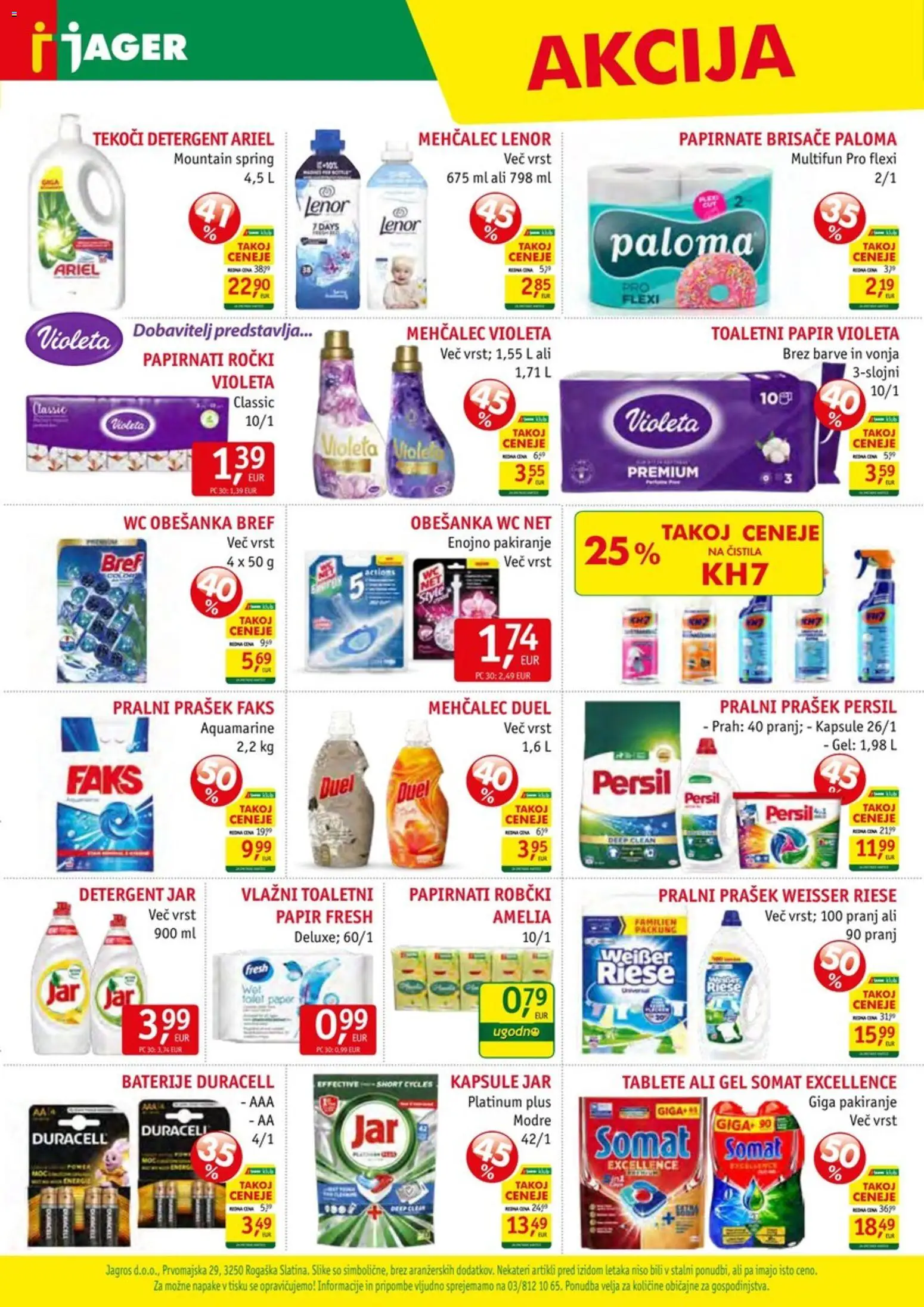 Novi Jager katalog ponudbe – veljaven od 18.03.2026 | Stran: 15 | Izdelki: Pralni prašek, Čistila, Papirnate brisače, Detergent