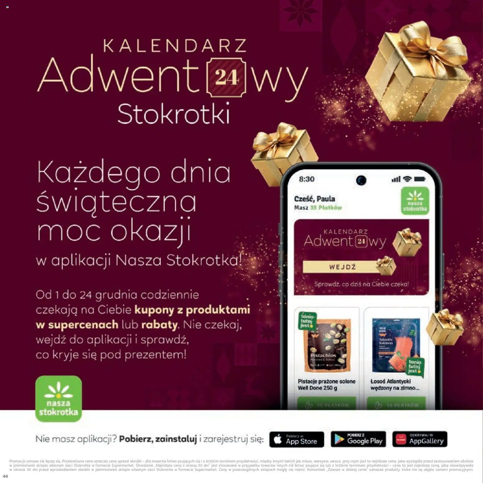 Stokrotka Gazetka - Boże Narodzenie od 11.12.2025 | Strona: 44 | Produkty: Łosoś atlantycki, Stokrotka, Kalendarz, Łosoś