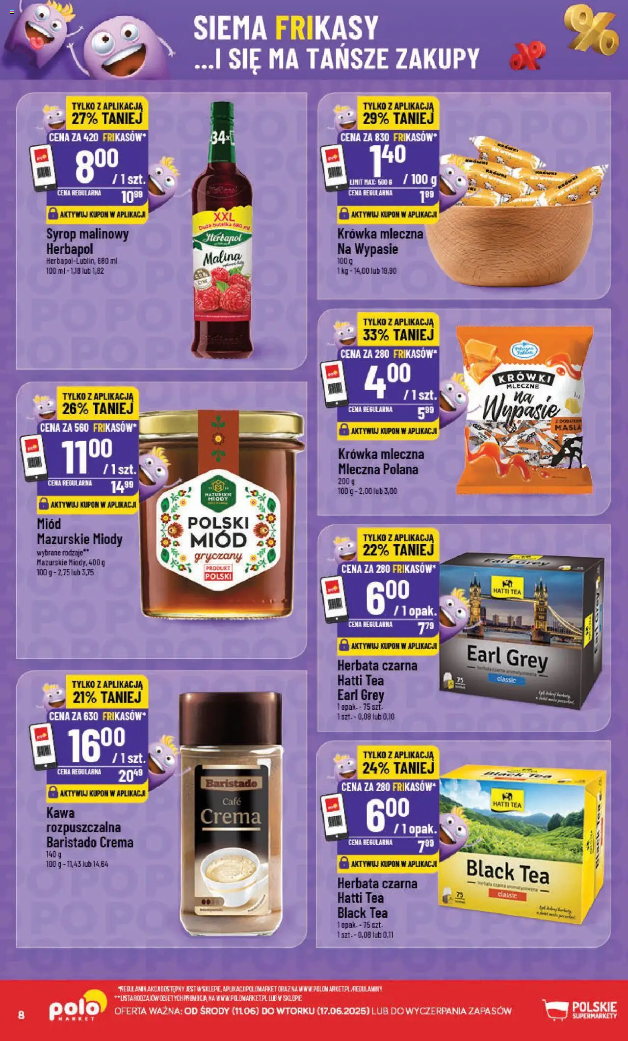 POLOmarket Gazetka - Frikasowe hity od 11.06.2025 | Strona: 8 | Produkty: Malina, Syrop malinowy, Krowka, Herbata