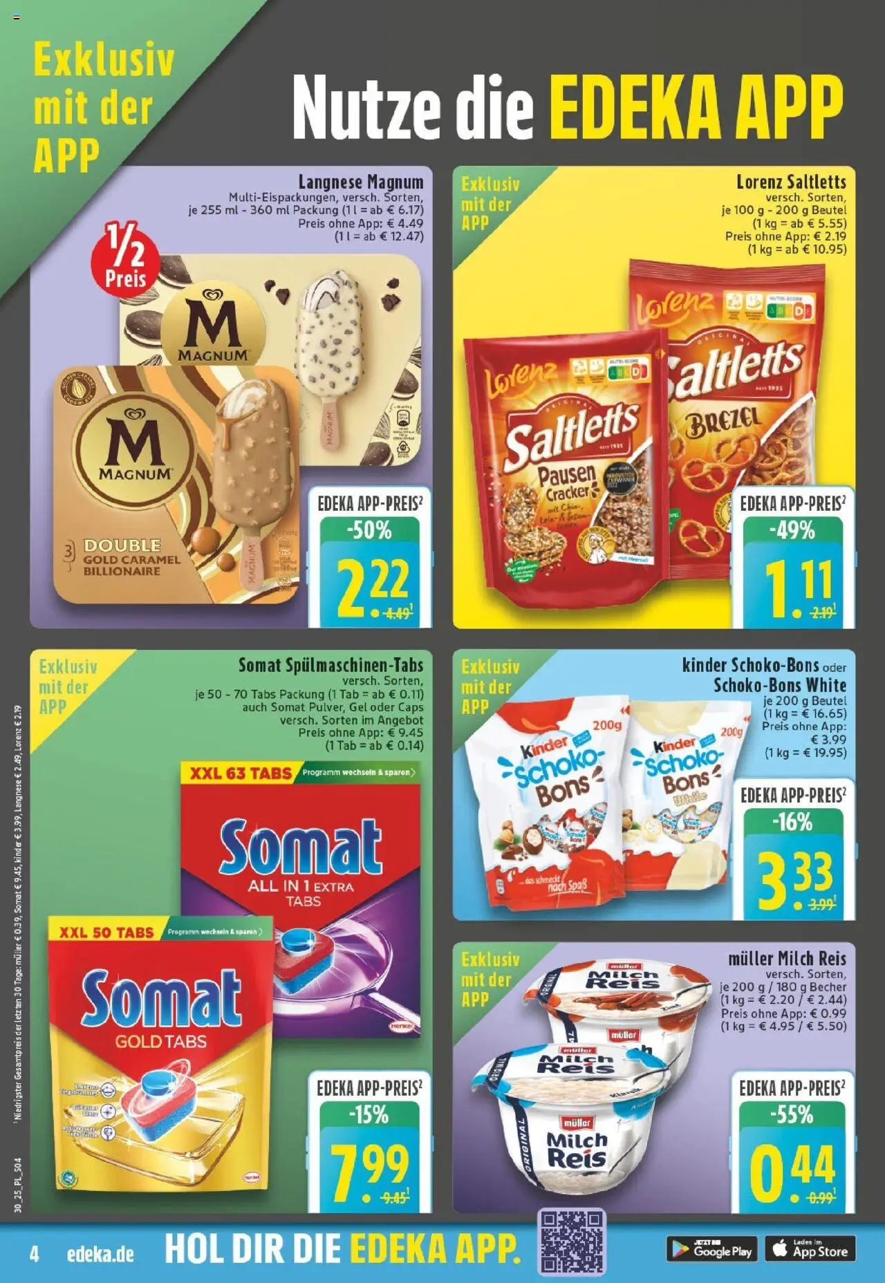Edeka prospekt Bocholt - Holtwick	 - gültig ab dem 20.07.2025 | Seite: 4 | Produkte: Langnese, Milch, Pudding, Reis