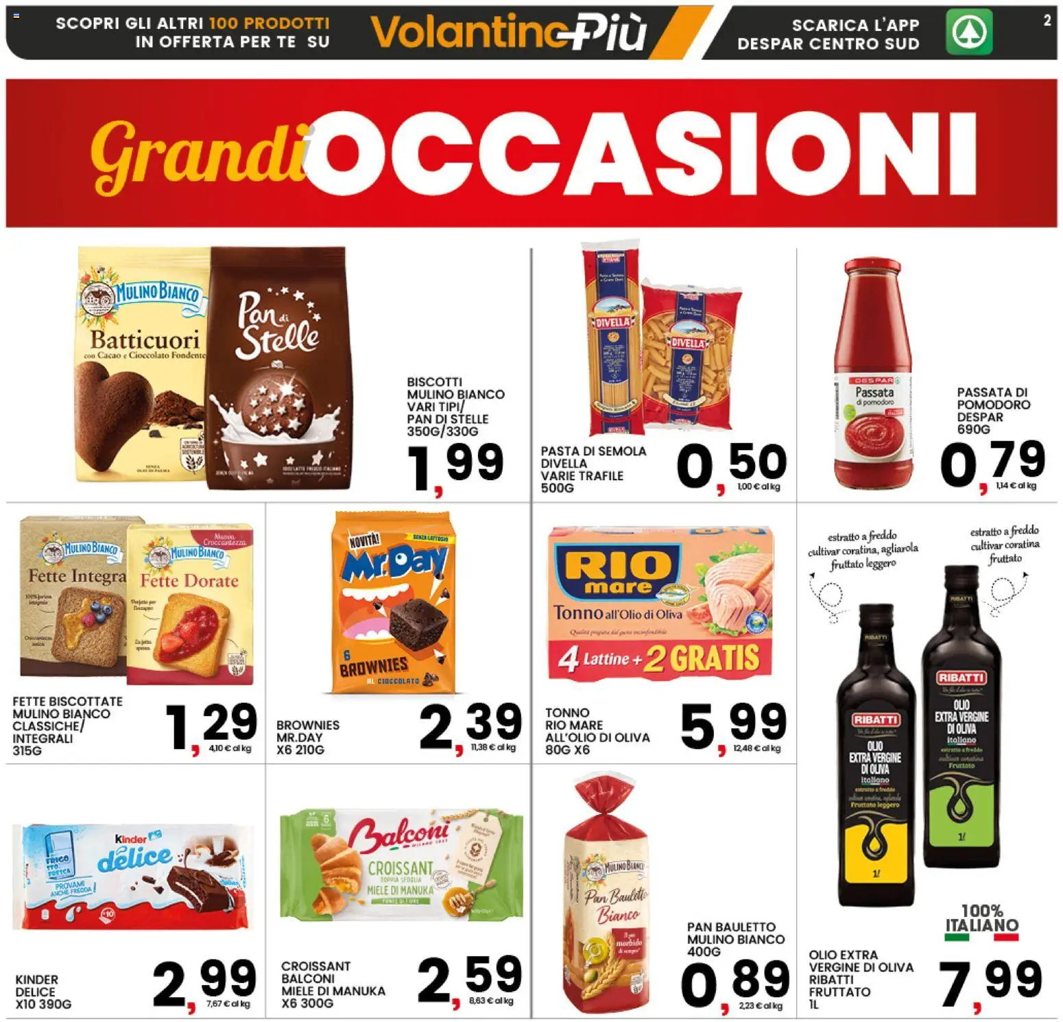 Volantino Interspar del 16.03.2026 | Pagina: 2 | Prodotti: Cioccolato, Pasta, Cacao, Miele