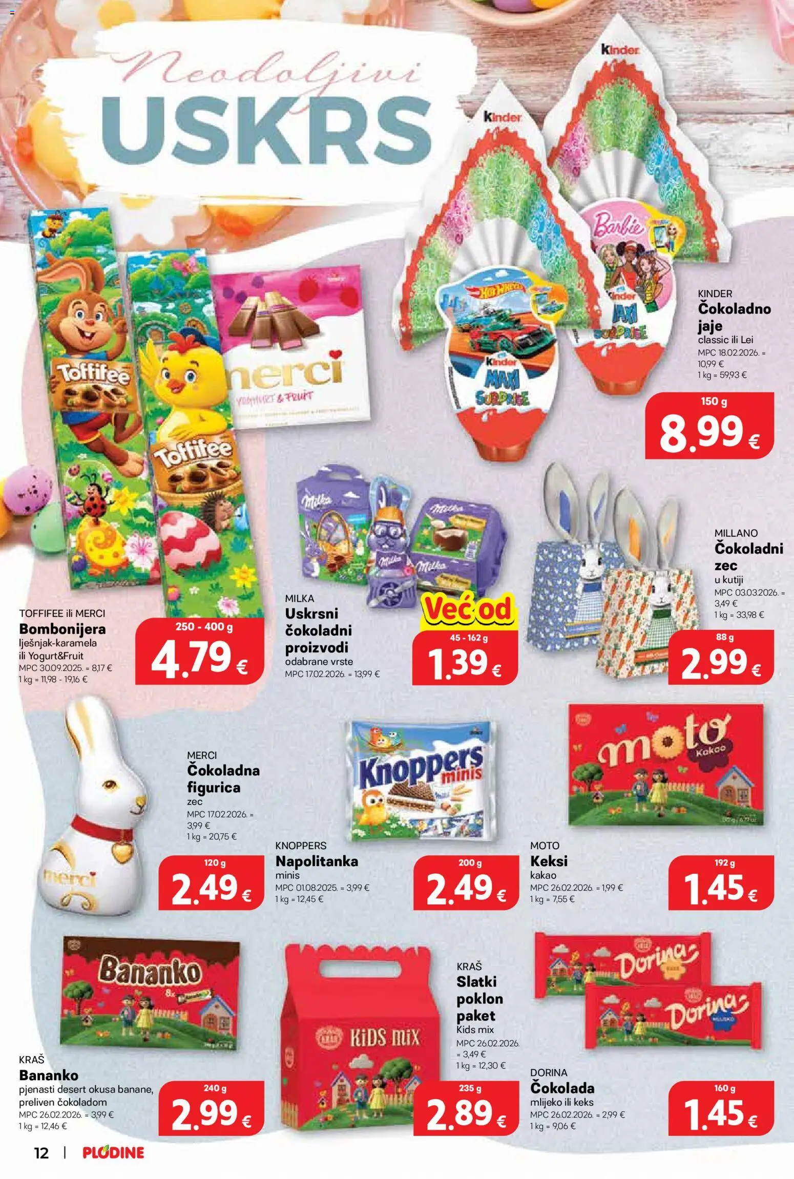 Plodine katalog | vrijedi od 25.03.2026 | Stranica: 12 | Proizvodi: Barbie, Mlijeko, Keks, Milka