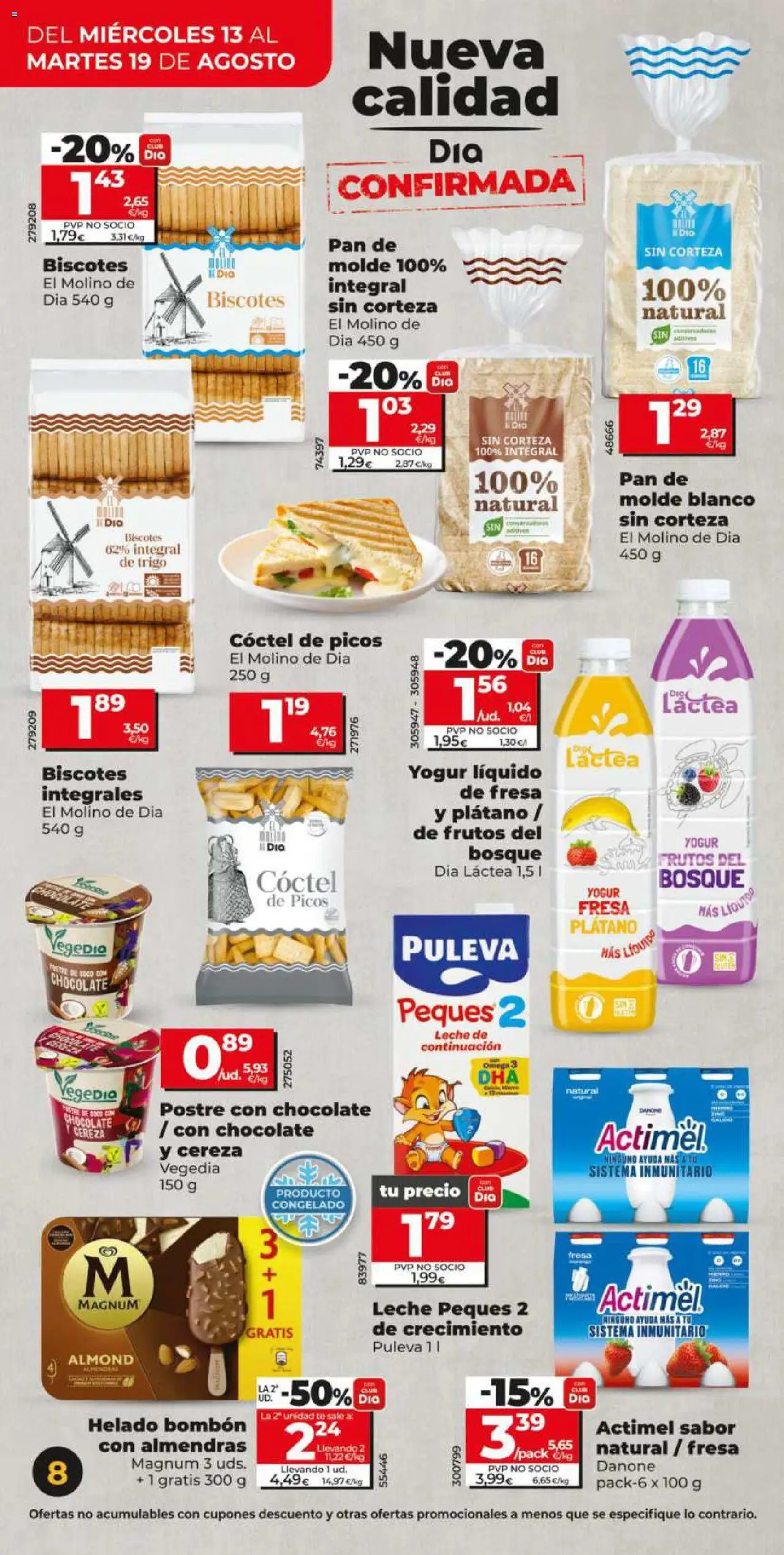 Dia - folleto Market │ válido desde el 13.08.2025 | Página: 8 | Productos: Δοχείο φοντί, Yogur, Pan, Helado
