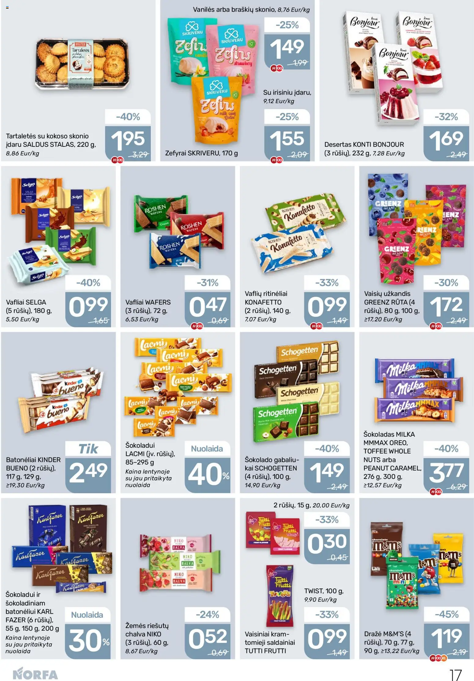 NORFA akcijos nuo 05.03.2026 | Puslapis: 17 | Prekių: Šokoladas, Vafliai, Saldainiai