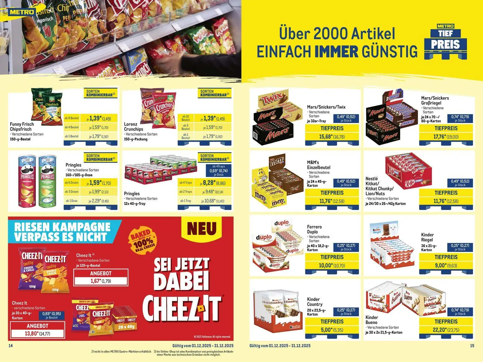 Metro Monats-Mix – gültig ab 01.12.2025 | Seite: 8 | Produkte: Funny frisch, Kinder bueno, Pringles, Kinder country