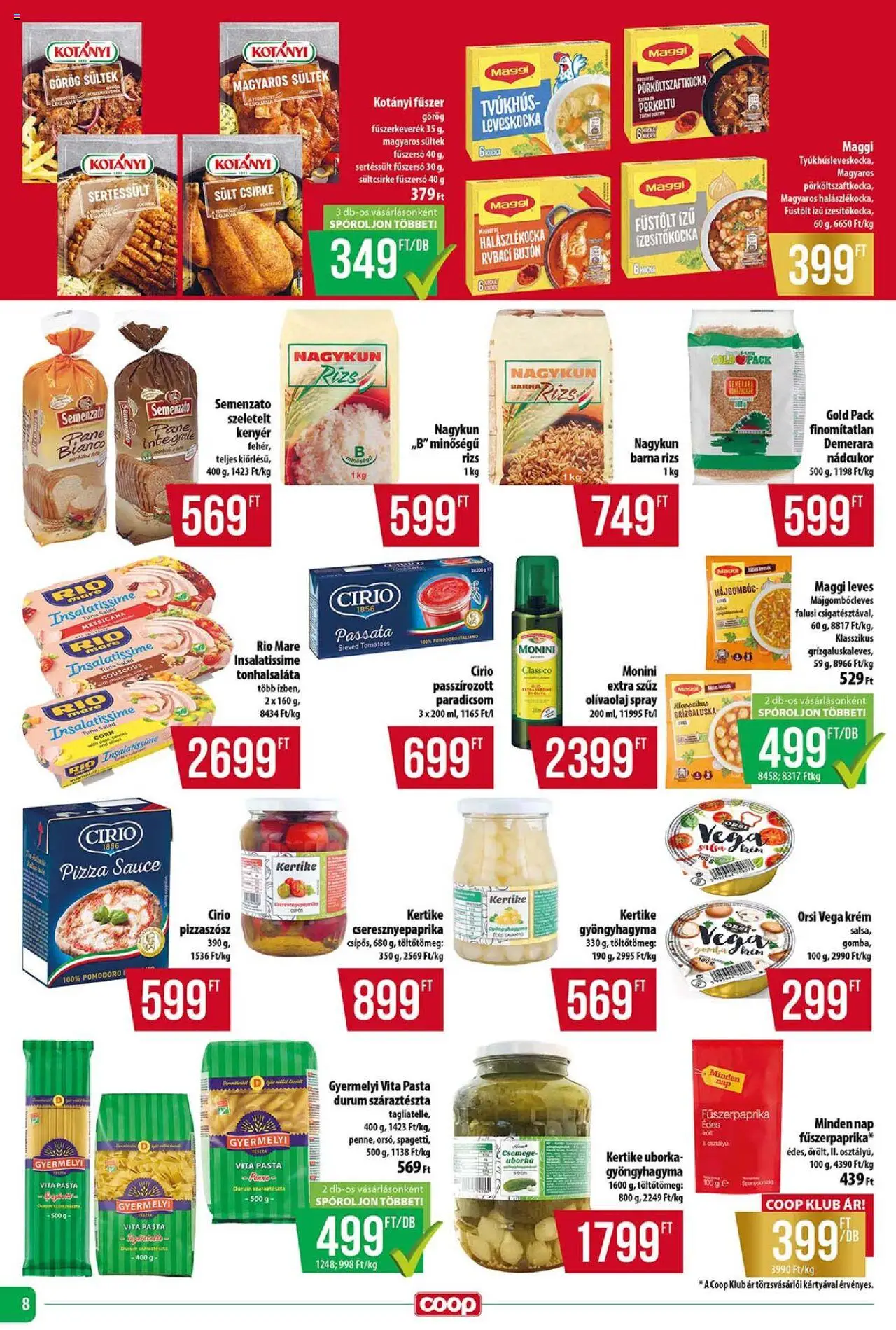 COOP akciós ujság - amely érvényes a következő dátumtól: 16.10.2025 | Oldal: 8 | Termékek: Gomba, Kenyér, Paradicsom, Száraztészta