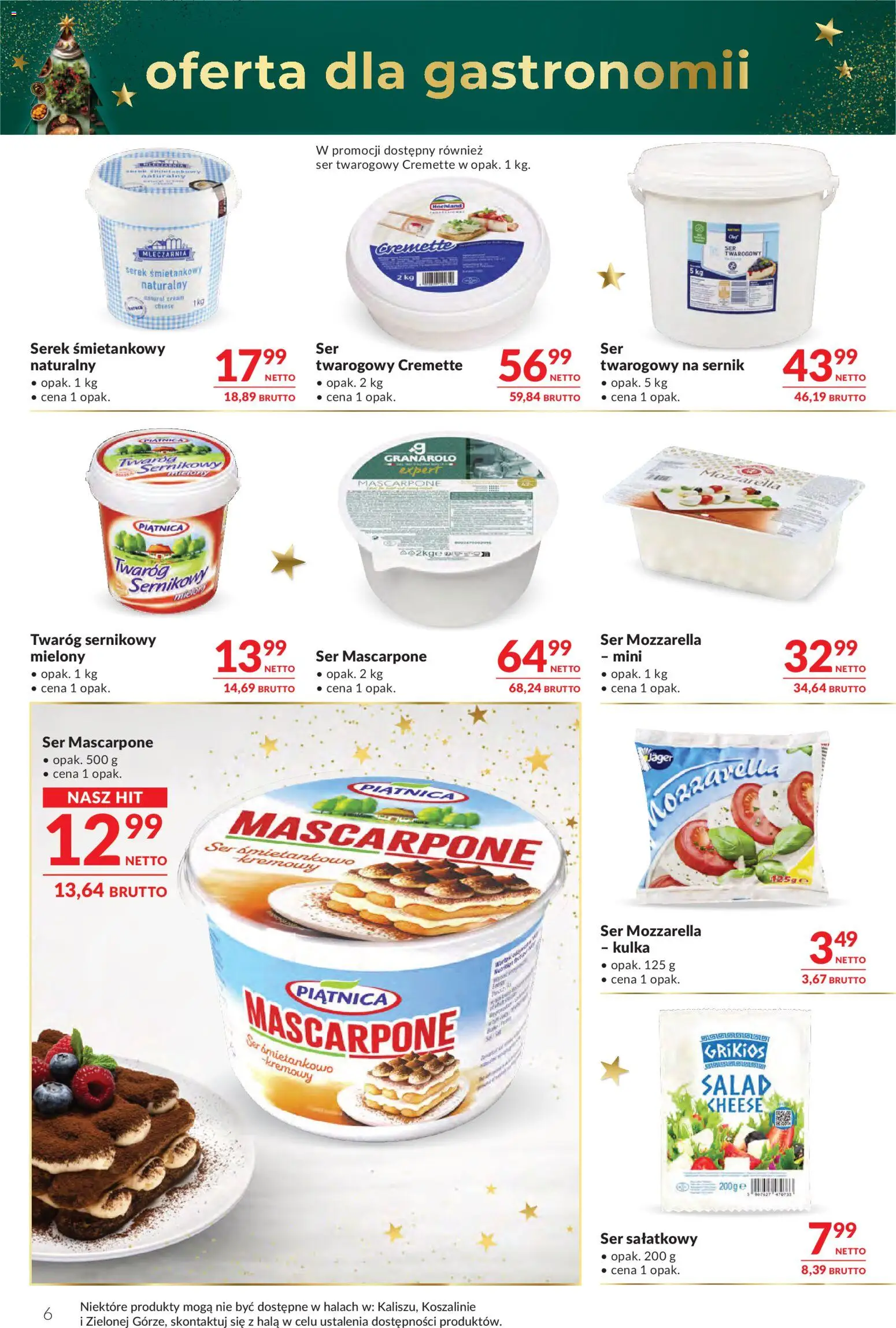 Makro Gazetka - Oferta dla gastronomii od 09.12.2025 | Strona: 6 | Produkty: Serek, Mascarpone, Ser, Twaróg