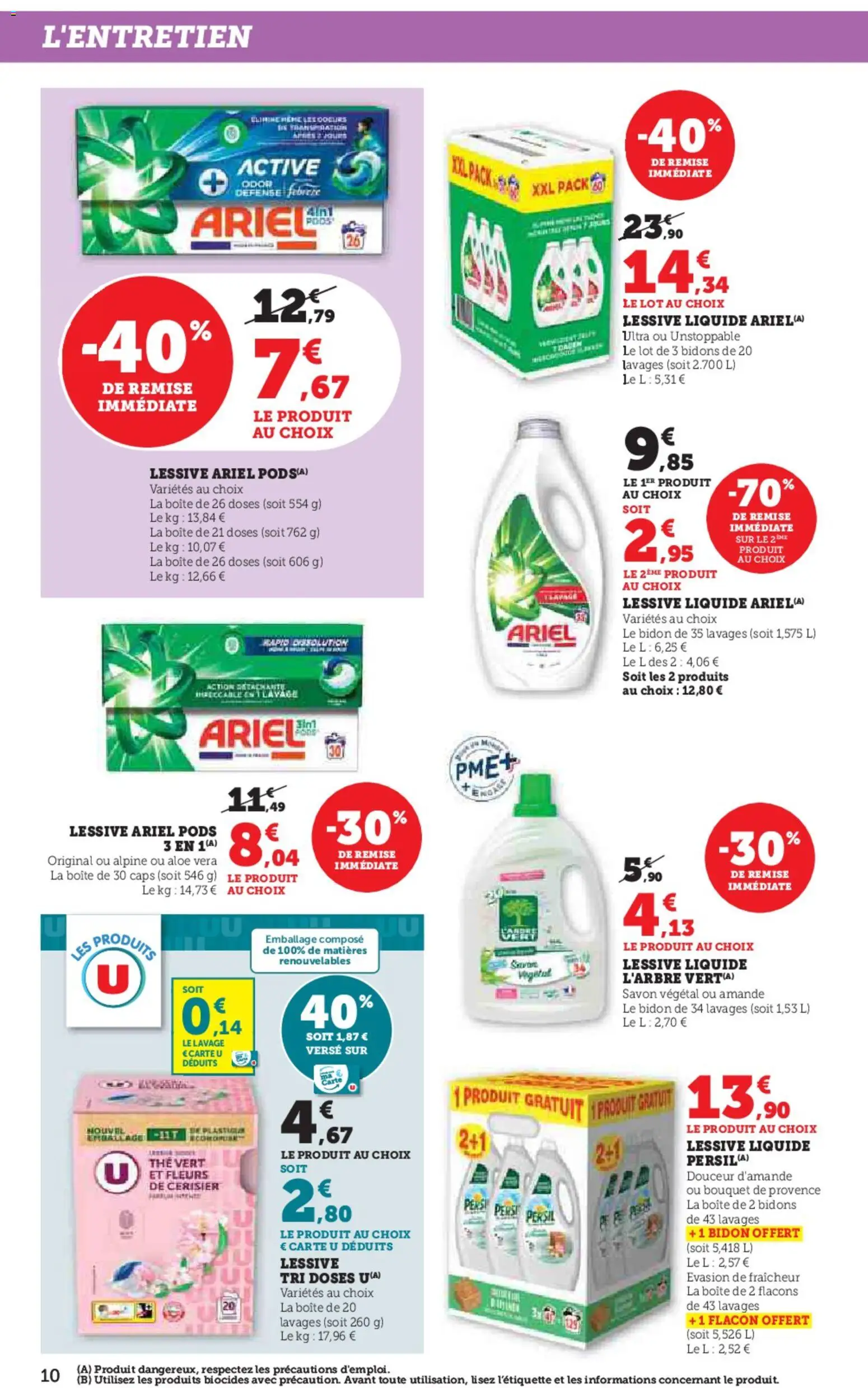 {H1} | Page: 10 | Produits: Amande, Lessive Ariel, Savon, Lessive Liquide