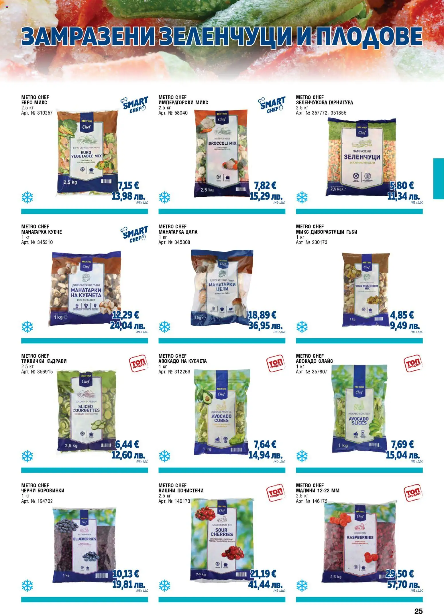 {H1} | Страница: 25 | Продукти: Зеленчуци, Плодове, Вишни, Боровинки