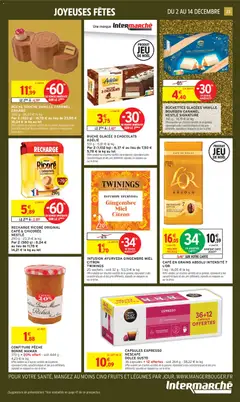 Intermarché - Prévisualisation de INFUSION AYURVEDA GINGEMBRE MIEL CITRON TWININGS, 20 sachets - soit 32 g - 53,13 € le kg valide à partir de 02.12.2025 | Page: 23