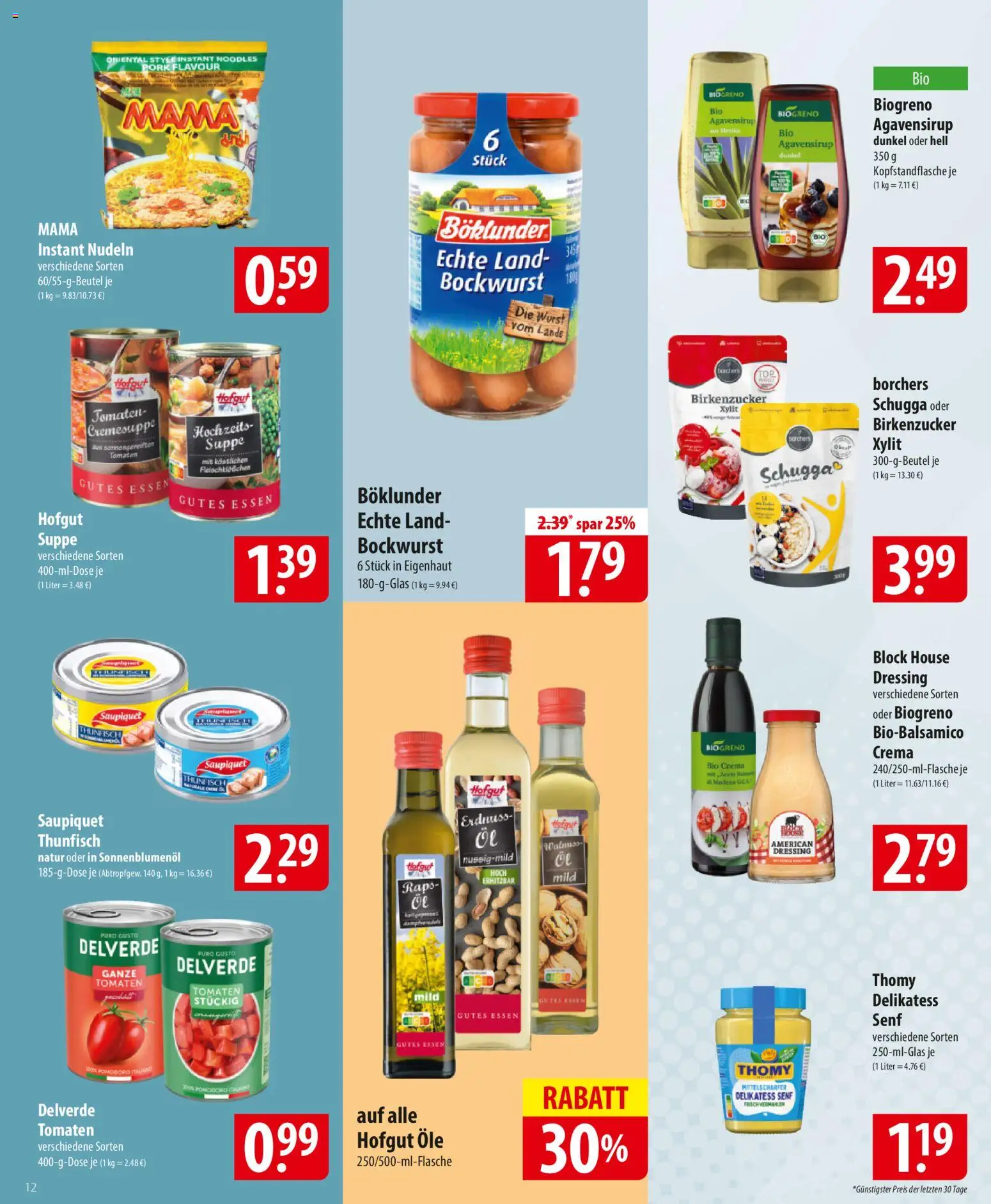 Famila Prospekt 	 – gültig ab 26.01.2026 | Seite: 12 | Produkte: Bockwurst, Thunfisch, Tomaten, Nudeln