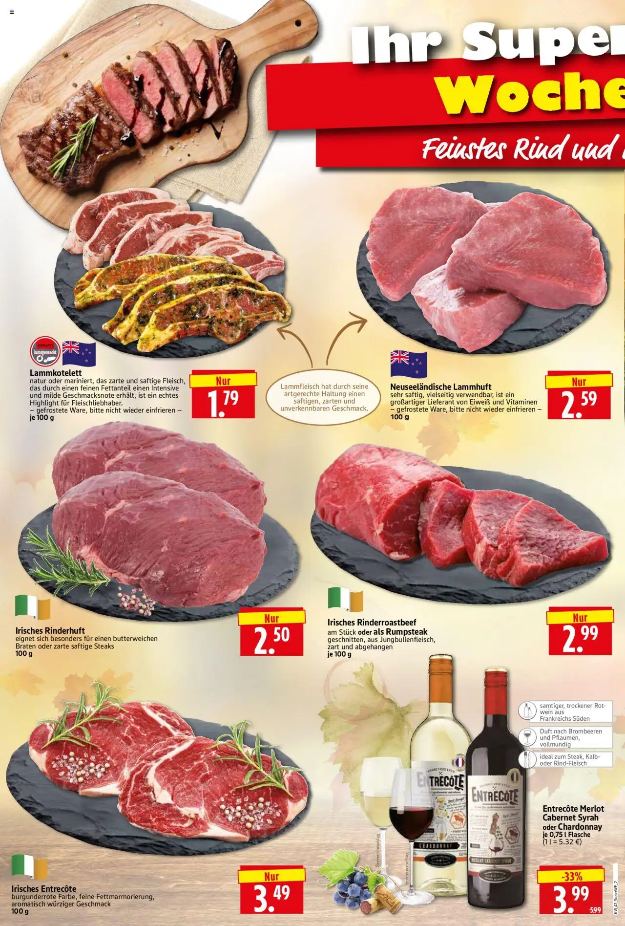 HERKULES Sonderbeilage – gültig ab 16.10.2025 | Seite: 2 | Produkte: Merlot, Entrecote, Wein, Rindfleisch