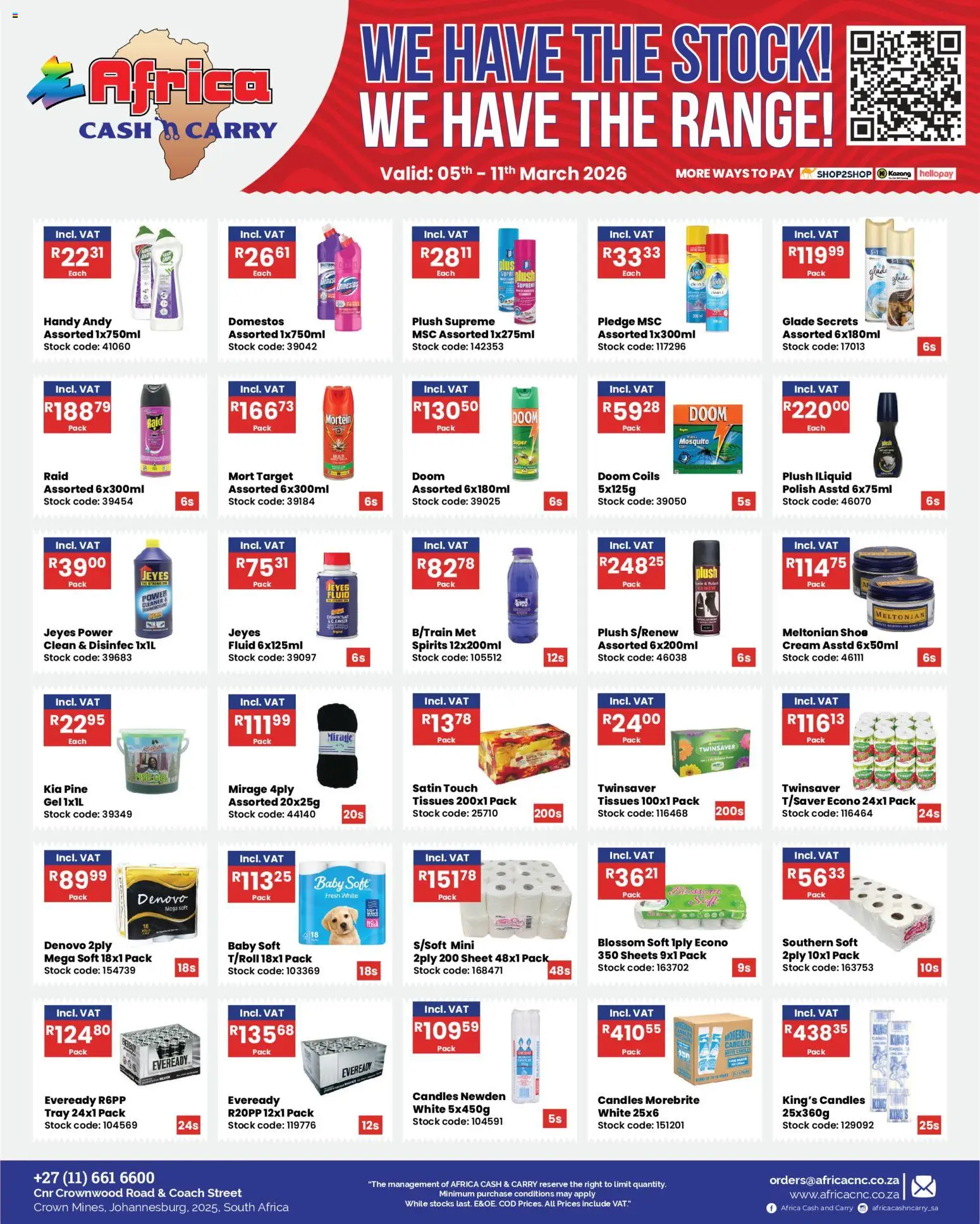 New Africa Cash & Carry catalogue – valid from 05.03.2026 | Page: 12 | Products: Tray, Blush, Cream, Stock