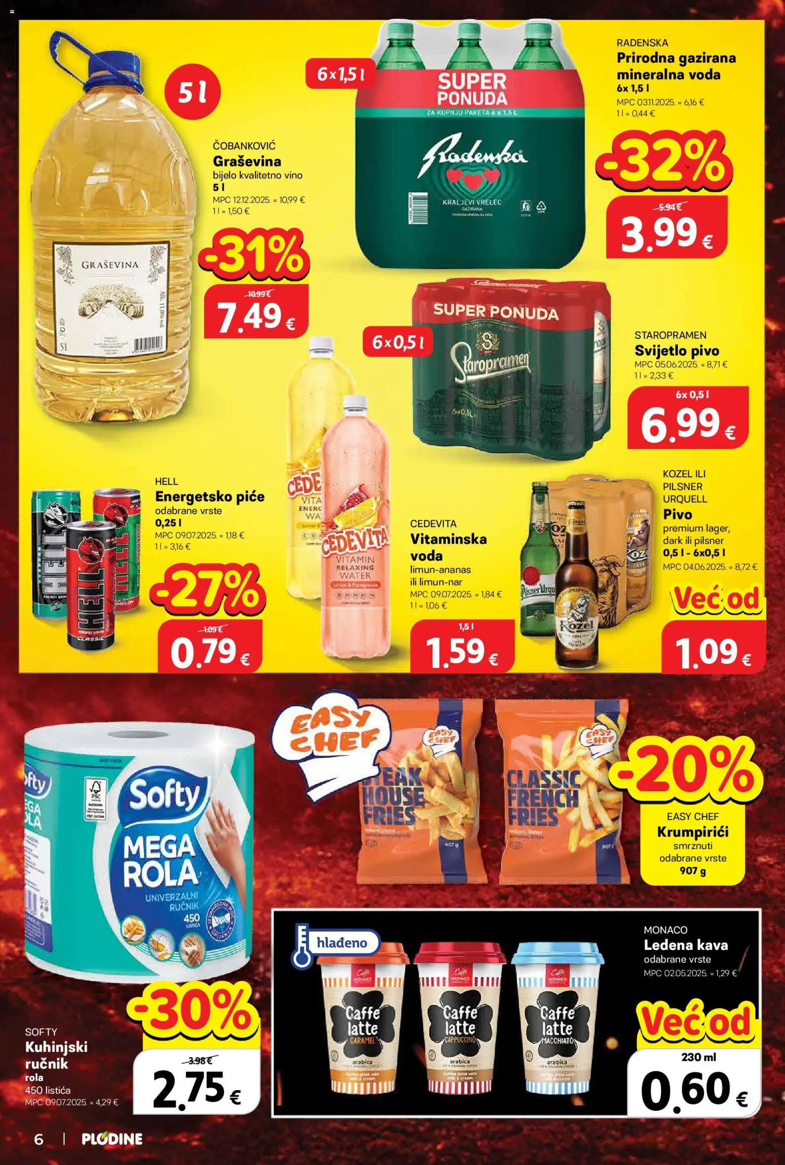 Plodine katalog | vrijedi od 22.04.2026 | Stranica: 6 | Proizvodi: Radenska, Kava, Ručnik, Cedevita