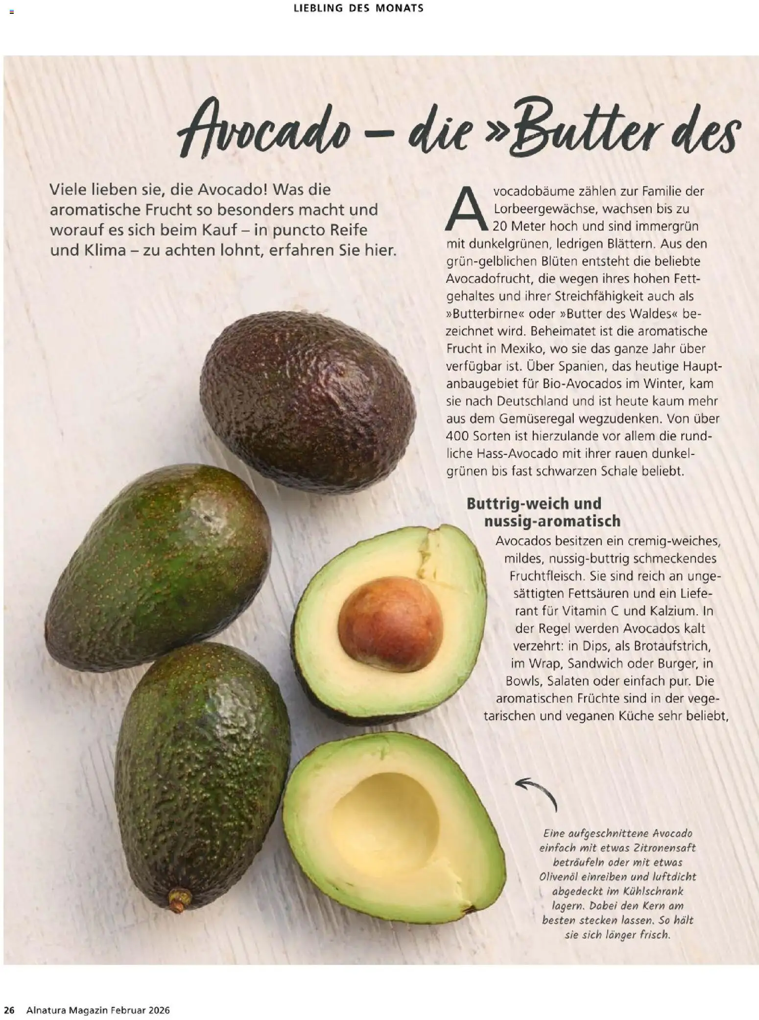 Alnatura Prospekt – gültig ab 01.02.2026 | Seite: 26 | Produkte: Olivenol, Küche, Kühlschrank, Avocado