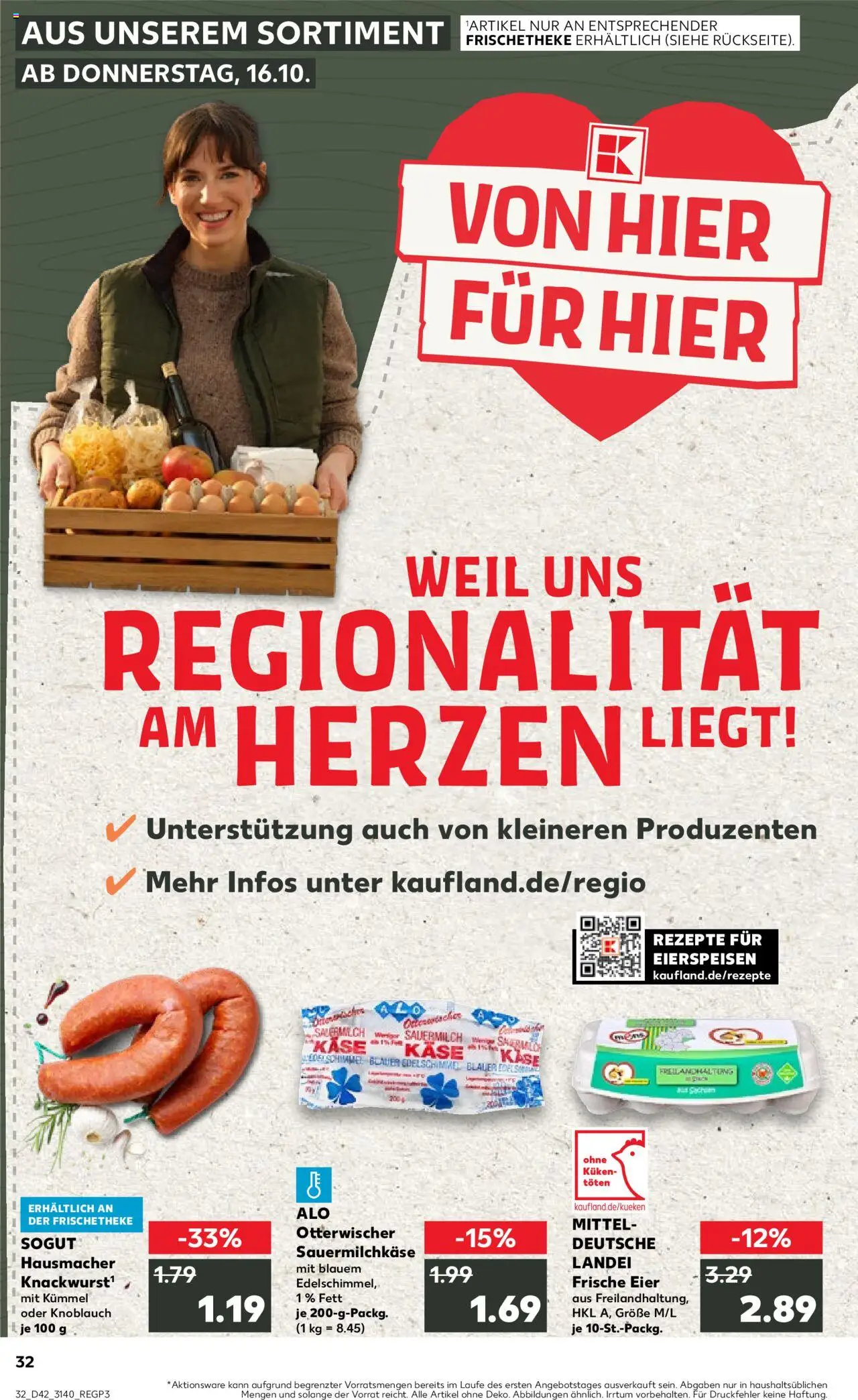 Kaufland prospekt Leipzig	 – gültig ab 19.10.2025 | Seite: 32 | Produkte: Käse, Eier, Knoblauch