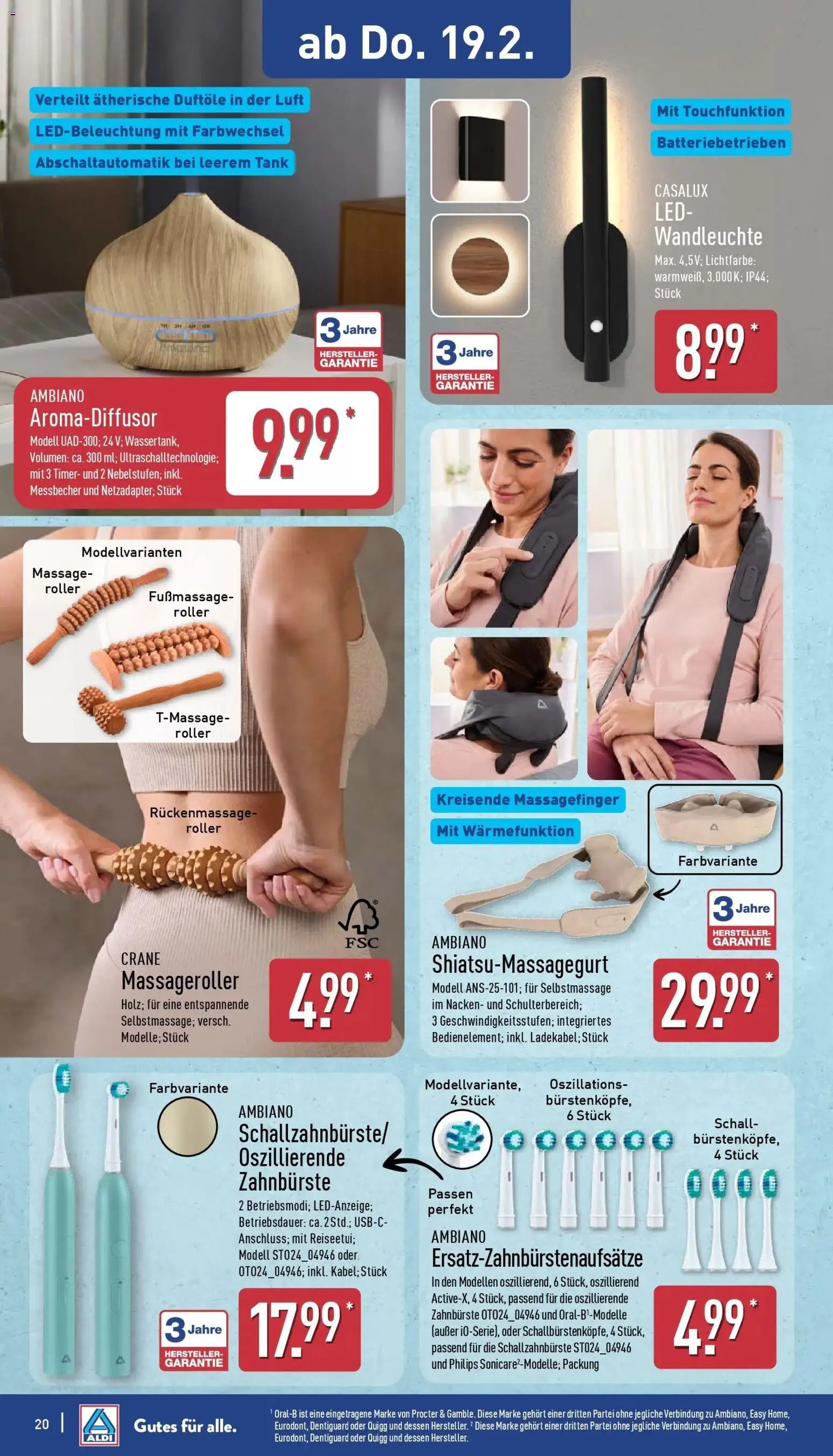 Aldi Wochenangebote – gültig ab 16.02.2026 | Seite: 25 | Produkte: Philips, Zahnbürste, Wandleuchte