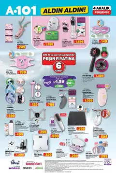 04.12.2025 tarihinden itibaren geçerli olan A101 kataloğu önizlemesi | Sayfa: 7 | Ürünler: Saç düzleştirici, Dijital baskül, Pil, Saat