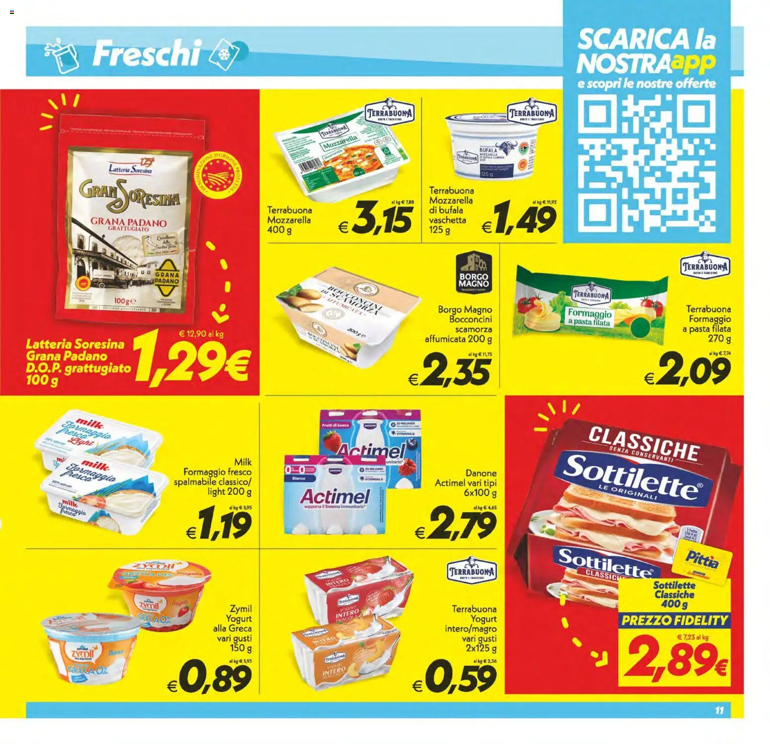 Volantino SuperConveniente del 25.11.2025 | Pagina: 11 | Prodotti: Mozzarella, Formaggio, Pasta, Grana Padano
