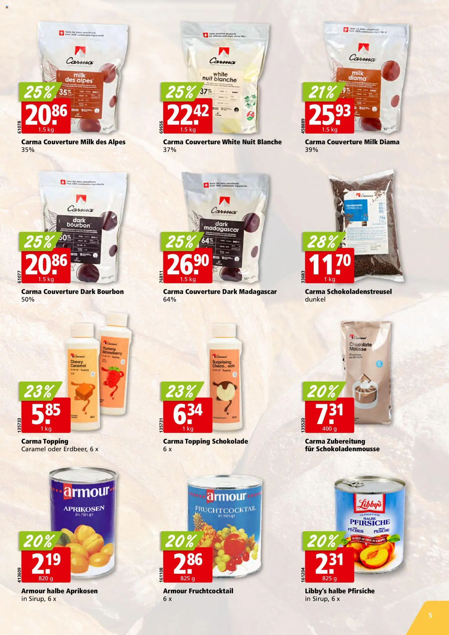 Aligro aktionen Bäckerei Schlieren, Gossau SG, Frauenfeld, Rapperswil-Jona, Sargans, Bern – gültig ab 16.03.2026 | Seite: 5 | Produkte: Sirup, Schokolade, Bourbon