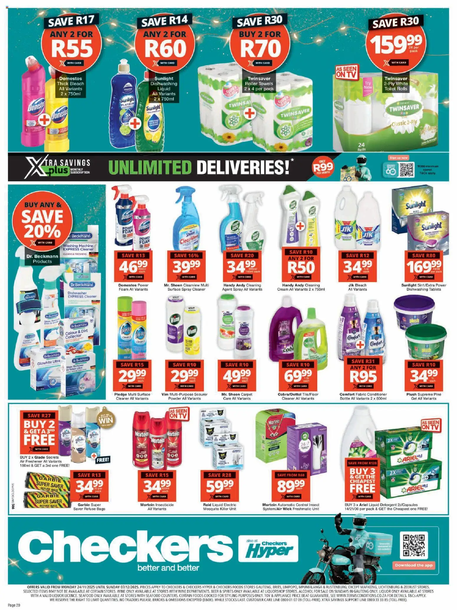 New Checkers catalogue – valid from 24.11.2025 | Page: 20 | Products: Washing machine, Dishwasher, Air freshener, Beer
