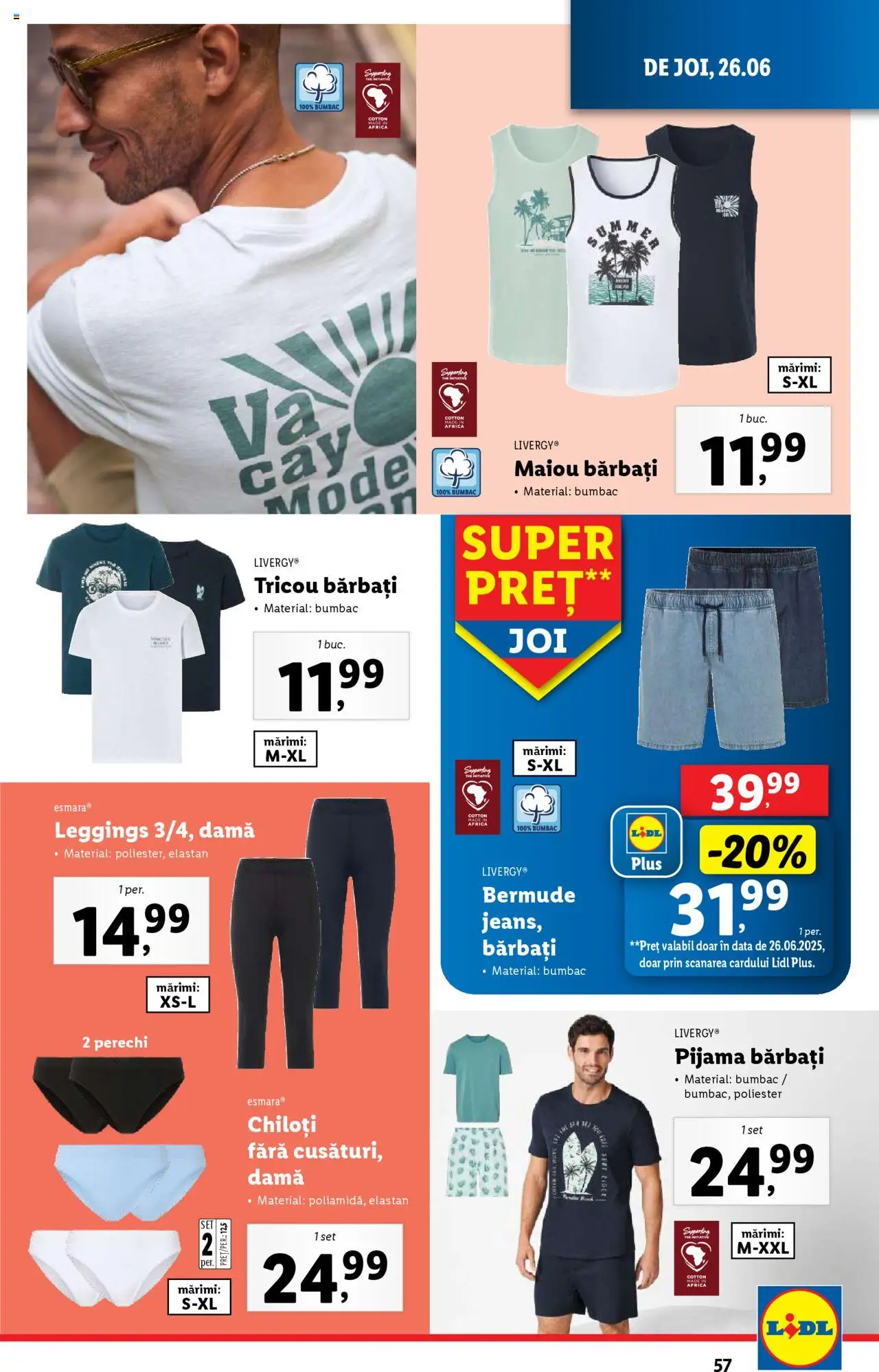 Catalog Lidl – valabil de la 23.06.2025 | Pagină: 57 | Produse: Tricou, Maiou, Chiloți