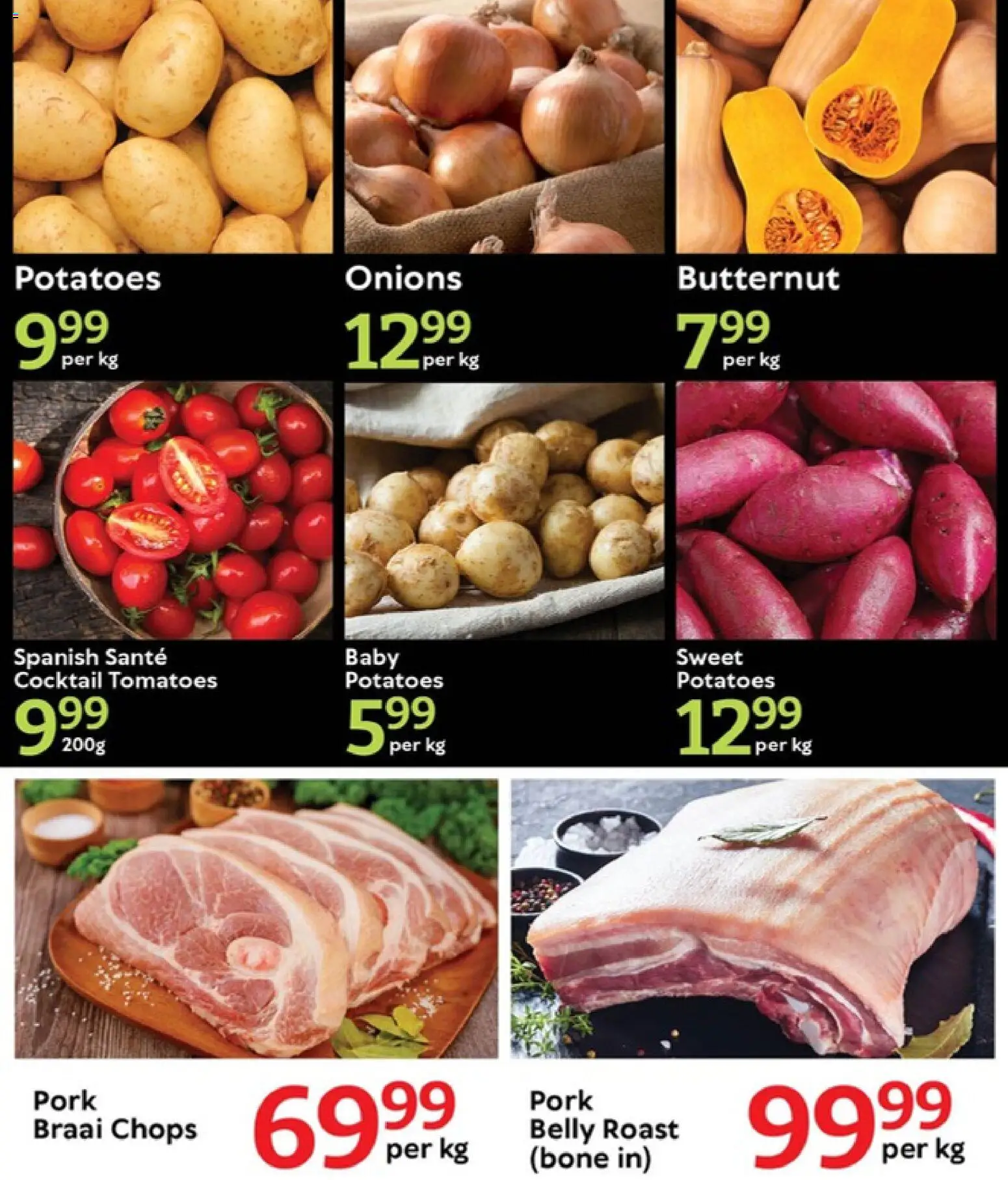 New Oxford Freshmarket catalogue – valid from 07.04.2026 | Page: 2 | Products: Pork, Tomatoes, Potatoes, Onions