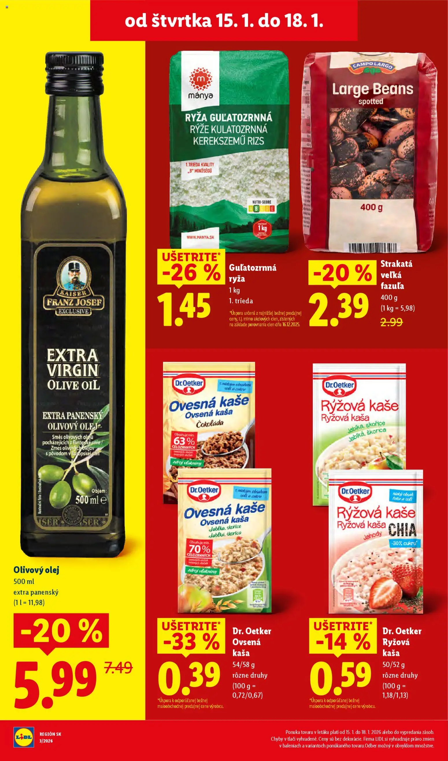 Nové Lidl akcie – leták je platný od 12.01.2026 | Strana: 68 | Produkty: Olej, Ryža, Olivový olej, Fazuľa