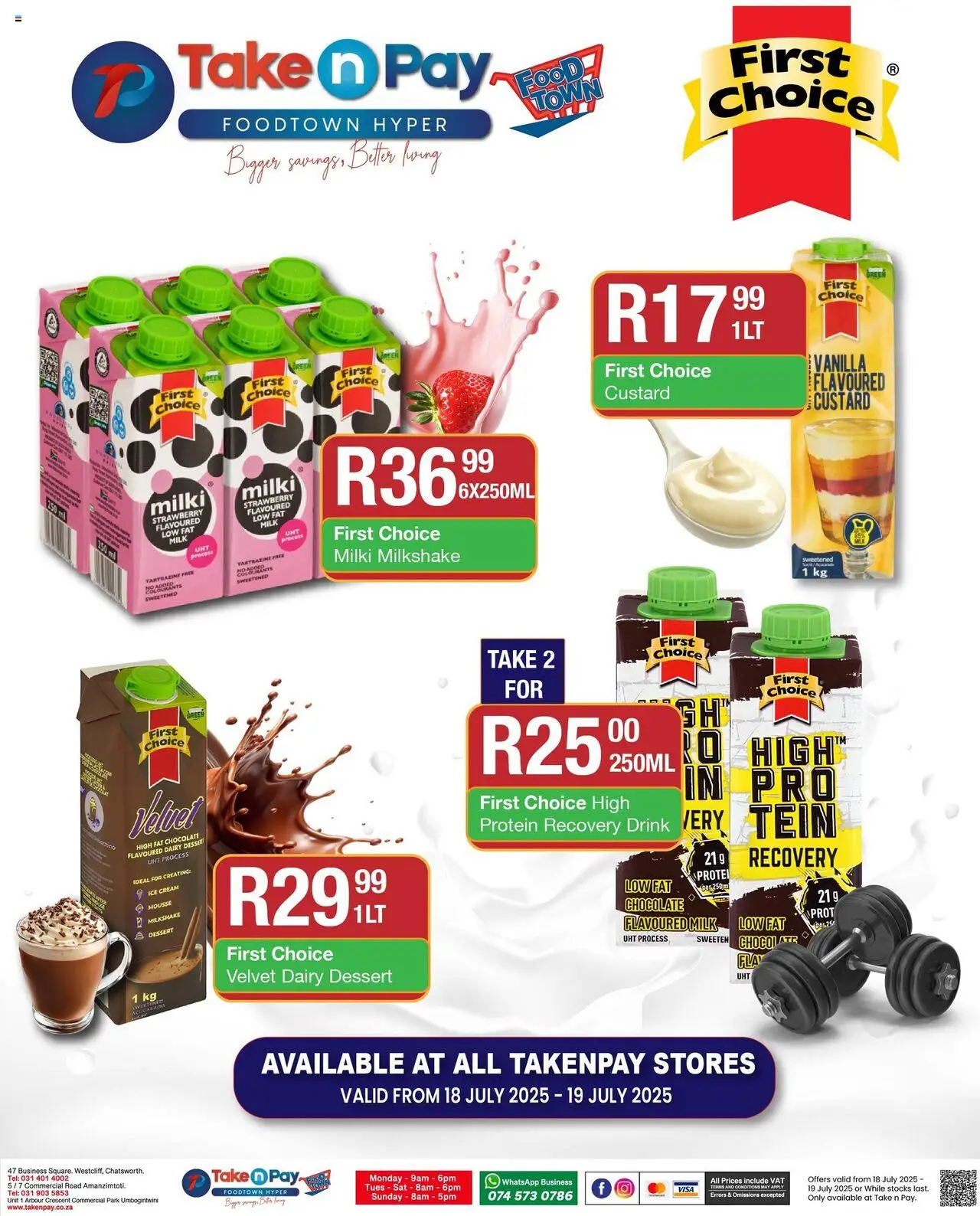 Take n Pay First Choice Favourites │ valid from 18.07.2025 | Page: 1 | Products: Detergente líquido, Milk, Chocolate, Ice cream
