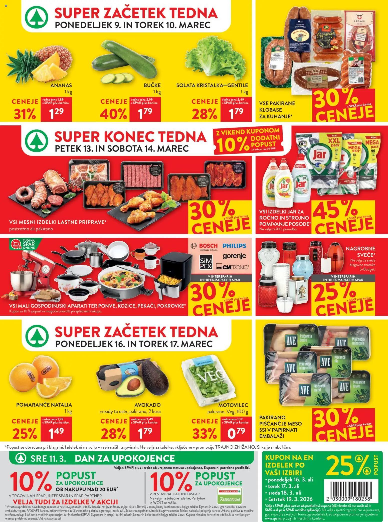 Novi Spar katalog ponudbe – veljaven od 11.03.2026 | Stran: 40 | Izdelki: Zrezki, Pomarance, Ananas, Svece