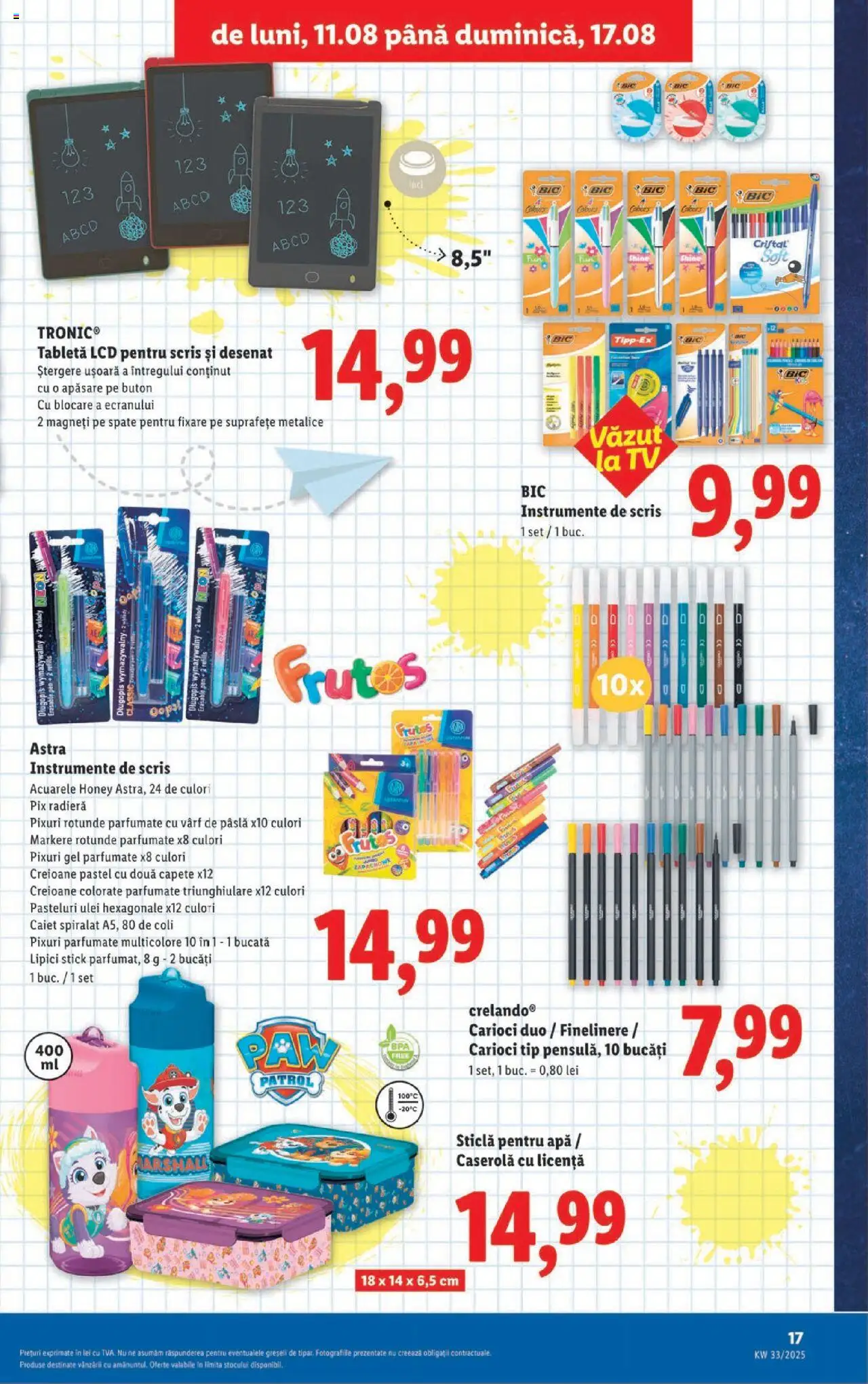 Catalog Lidl – valabil de la 11.08.2025 | Pagină: 17 | Produse: Tabletă, Ulei, Apă