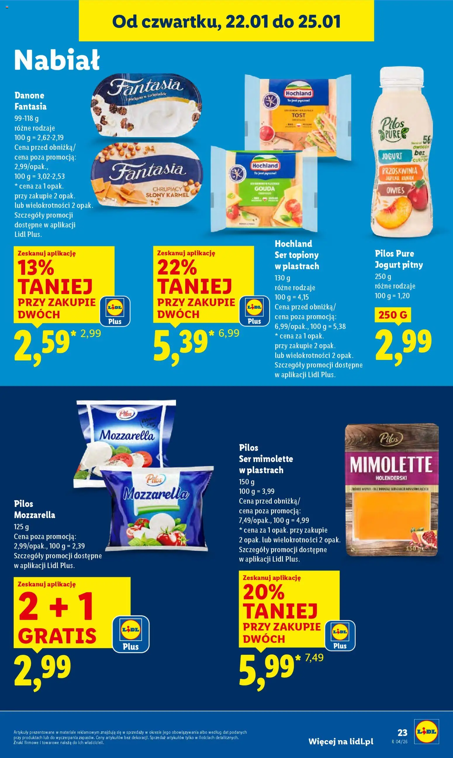 Lidl Gazetka od 22.01.2026 | Strona: 23 | Produkty: Ser topiony, Jogurt pitny, Ser, Banan