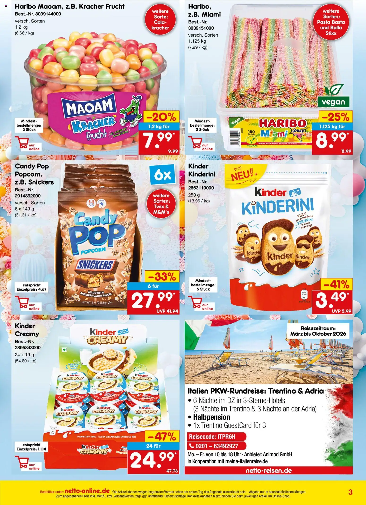 Netto Marken-Discount Online-Angebote Mai – gültig ab 01.05.2026 | Seite: 3 | Produkte: Haribo, Cola, Snickers, Uhr