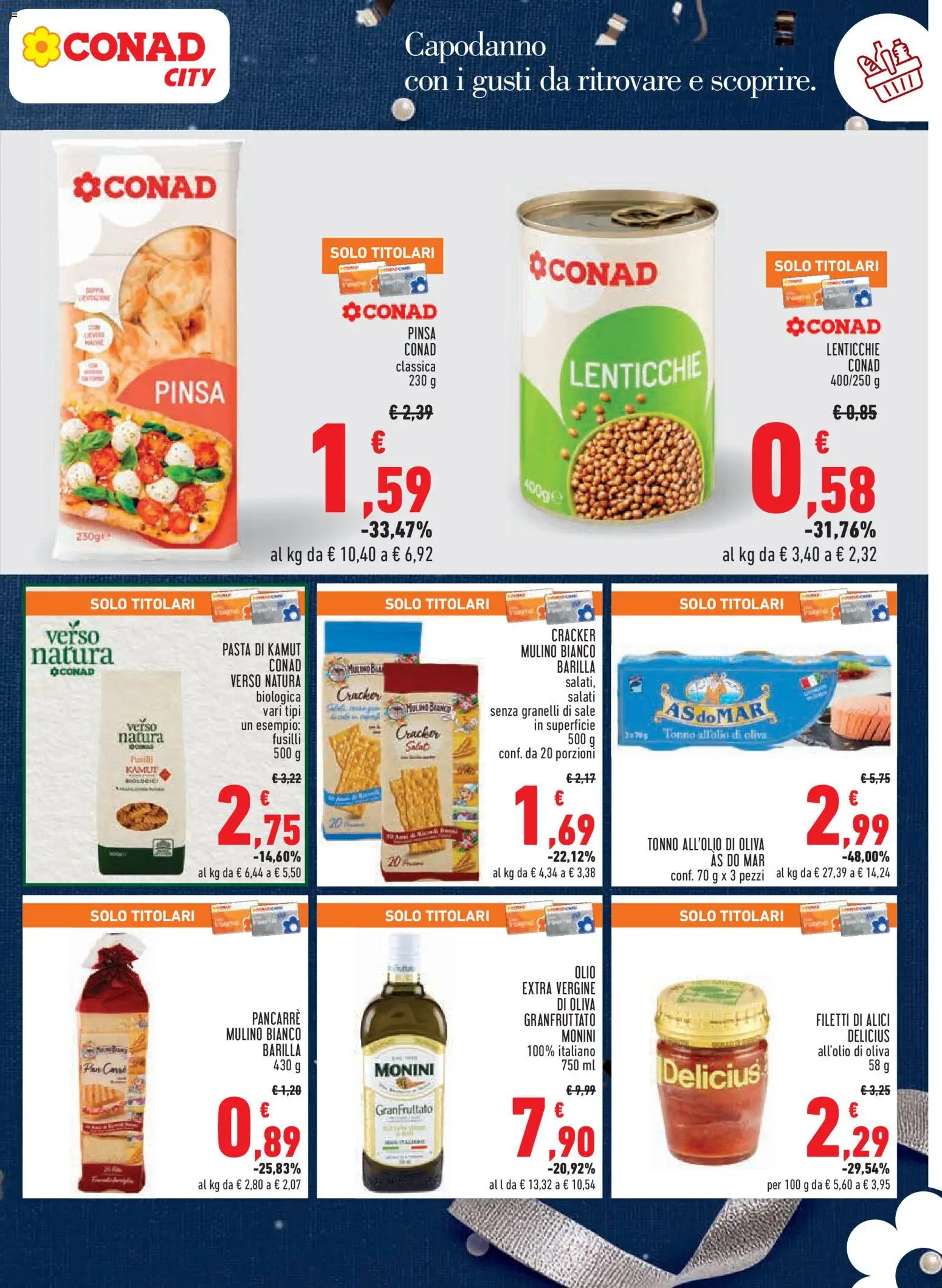 Volantino Conad del 27.12.2025 | Pagina: 7 | Prodotti: Olio, Pasta, Crackers, Tonno