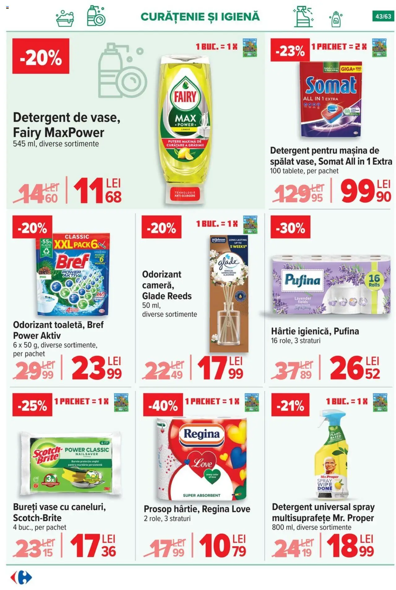 Noul catalog Carrefour – valabil de la 17.09.2025 | Pagină: 43 | Produse: Mașină De Spălat, Burete, Detergent pentru mașina de spălat, Lămâie