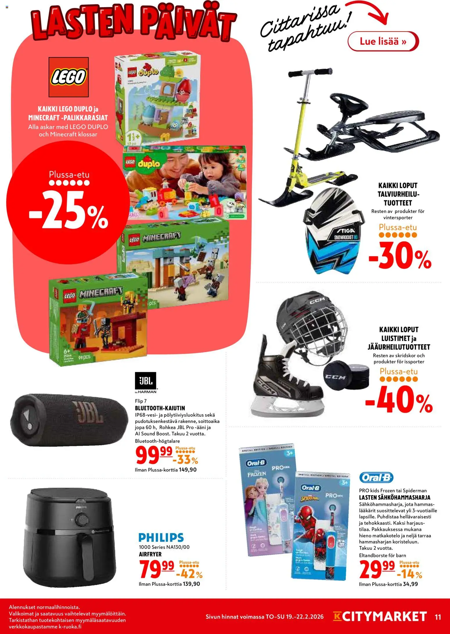 K-Citymarket tarjoukset – voimassa 19.02.2026 alkaen | Sivu: 11 | Tuotteet: Luistimet, Sähköhammasharja