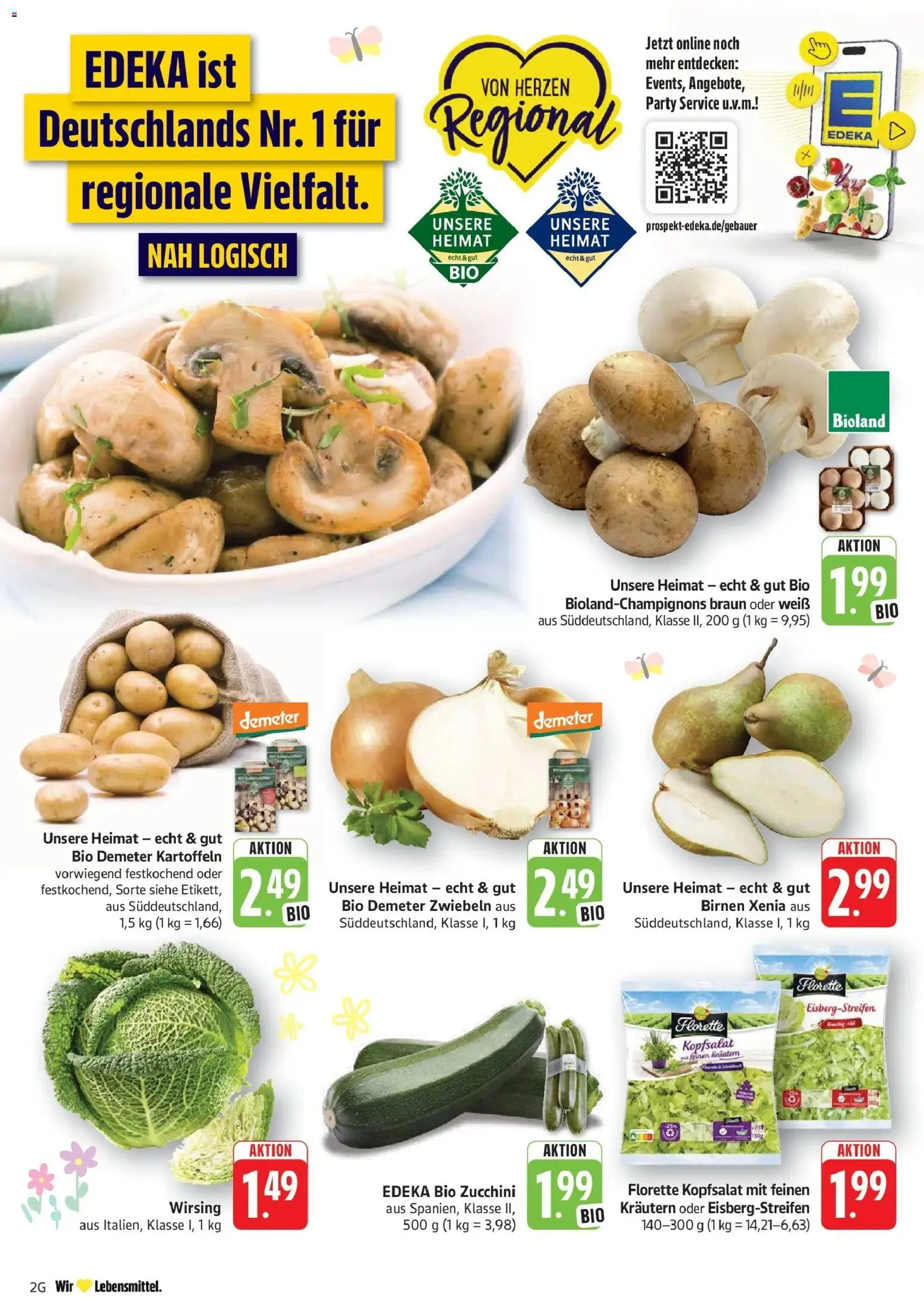 Edeka prospekt Geislingen	 – gültig ab 23.03.2026 | Seite: 2 | Produkte: Kartoffeln, Zwiebeln, Zucchini