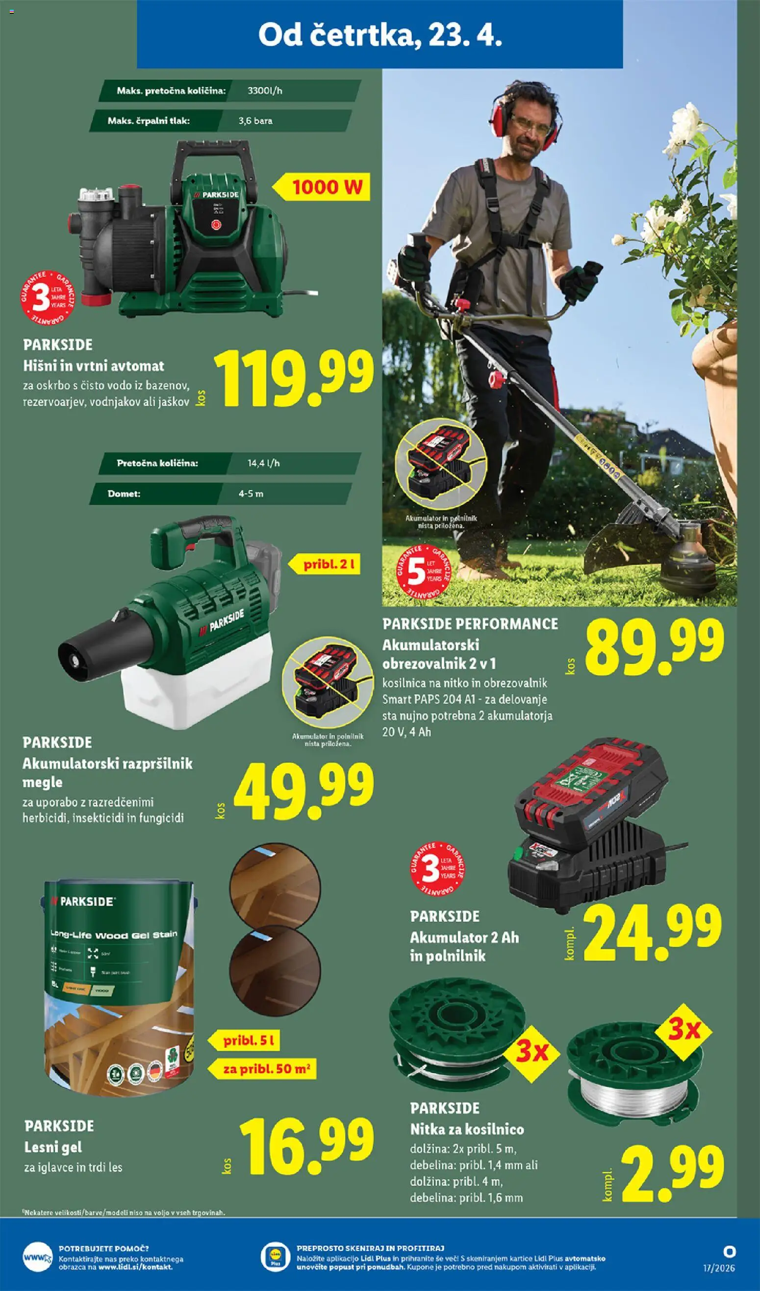 Novi Lidl katalog ponudbe – veljaven od 23.04.2026 | Stran: 29 | Izdelki: Kosilnica, Akumulator, Polnilnik