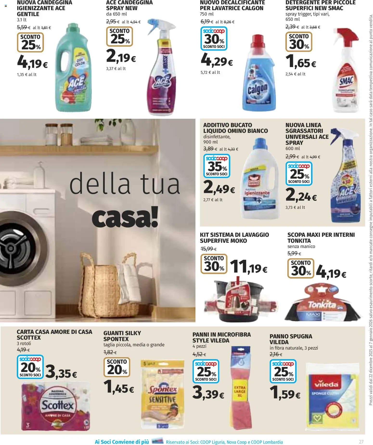 Volantino COOP del 22.12.2025 | Pagina: 27 | Prodotti: Spugna, Detergente, Lavatrice, Scopa