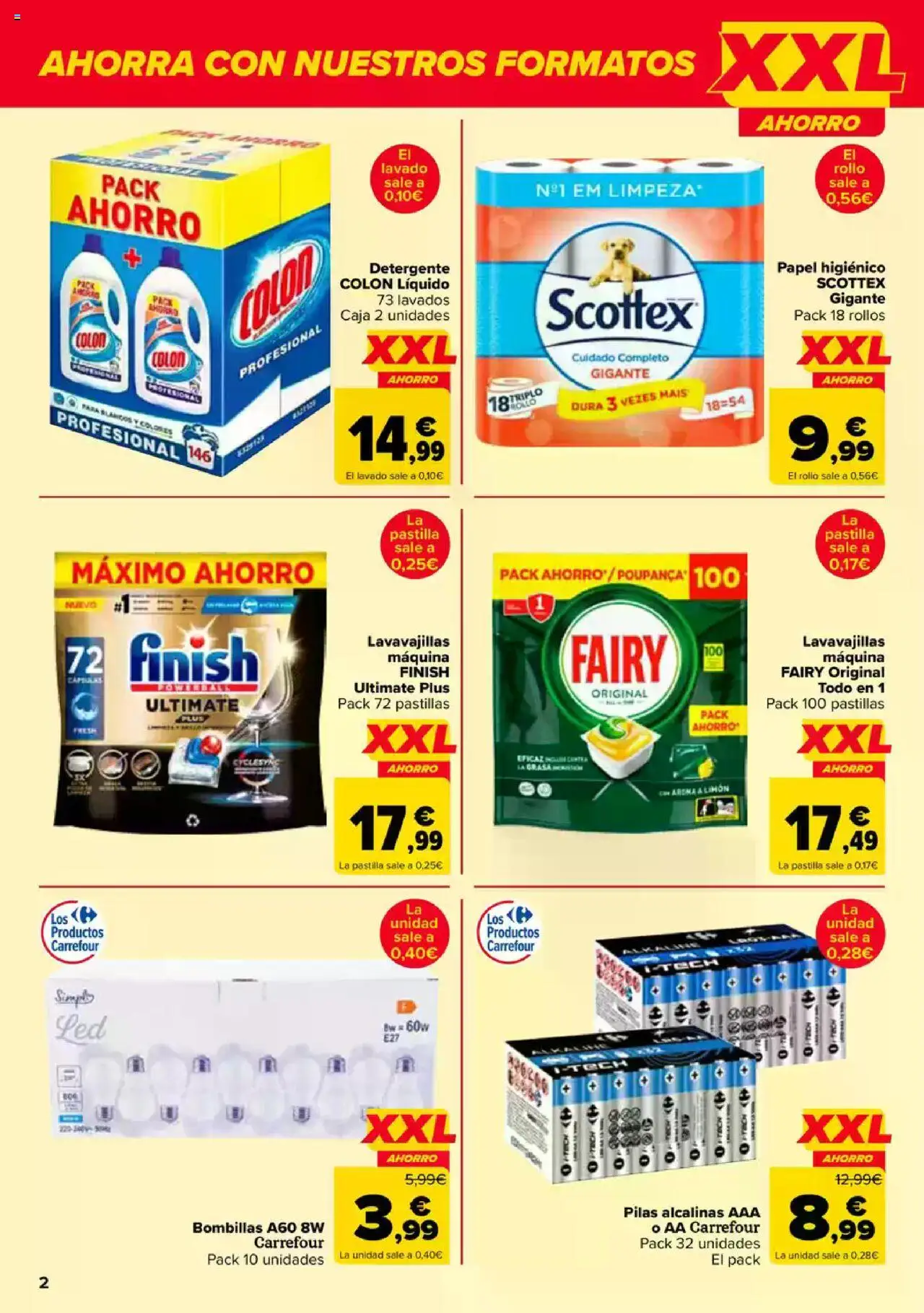 Carrefour folleto │ válido desde el 09.06.2025 | Página: 2 | Productos: Detergente, Papel higienico, Lavavajillas, Caja