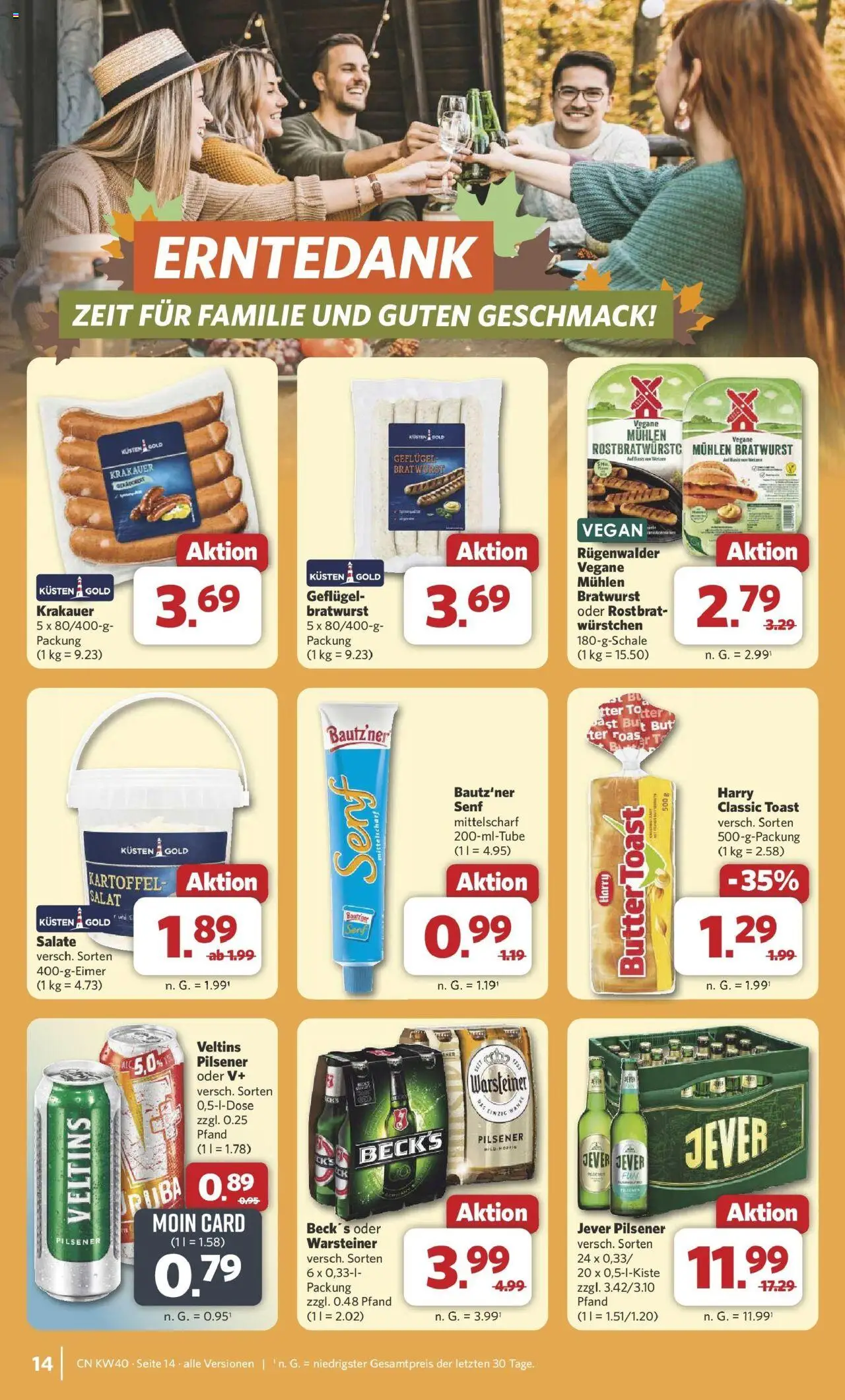 Combi Prospekt Bielefeld 	 – gültig ab 28.09.2025 | Seite: 16 | Produkte: Toast, Bratwurst, Warsteiner, Salat