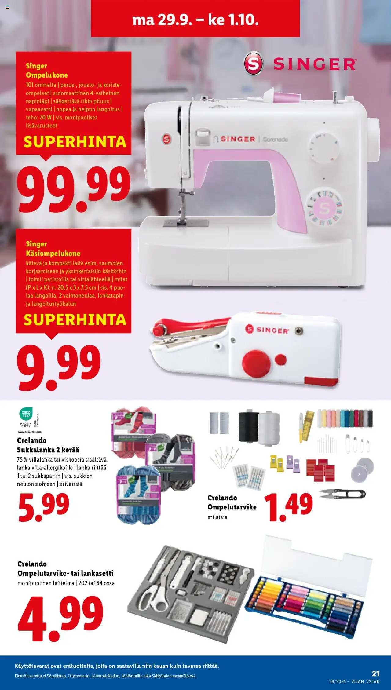 Lidl tarjoukset - Tampere – voimassa 25.09.2025 alkaen | Sivu: 31 | Tuotteet: Ompelukone