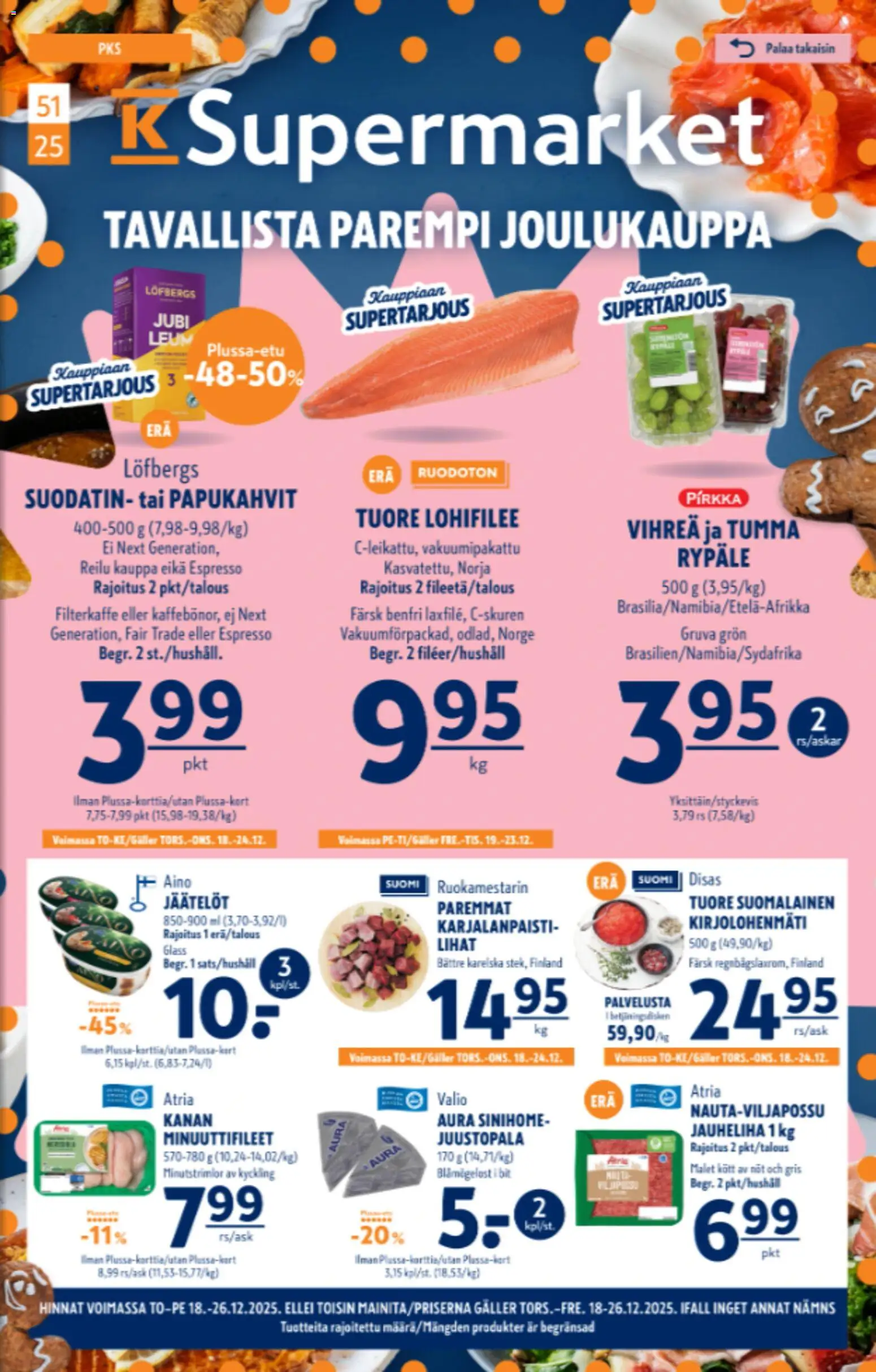 K-Supermarket tarjoukset – voimassa 18.12.2025 alkaen | Sivu: 1 | Tuotteet: Jauheliha