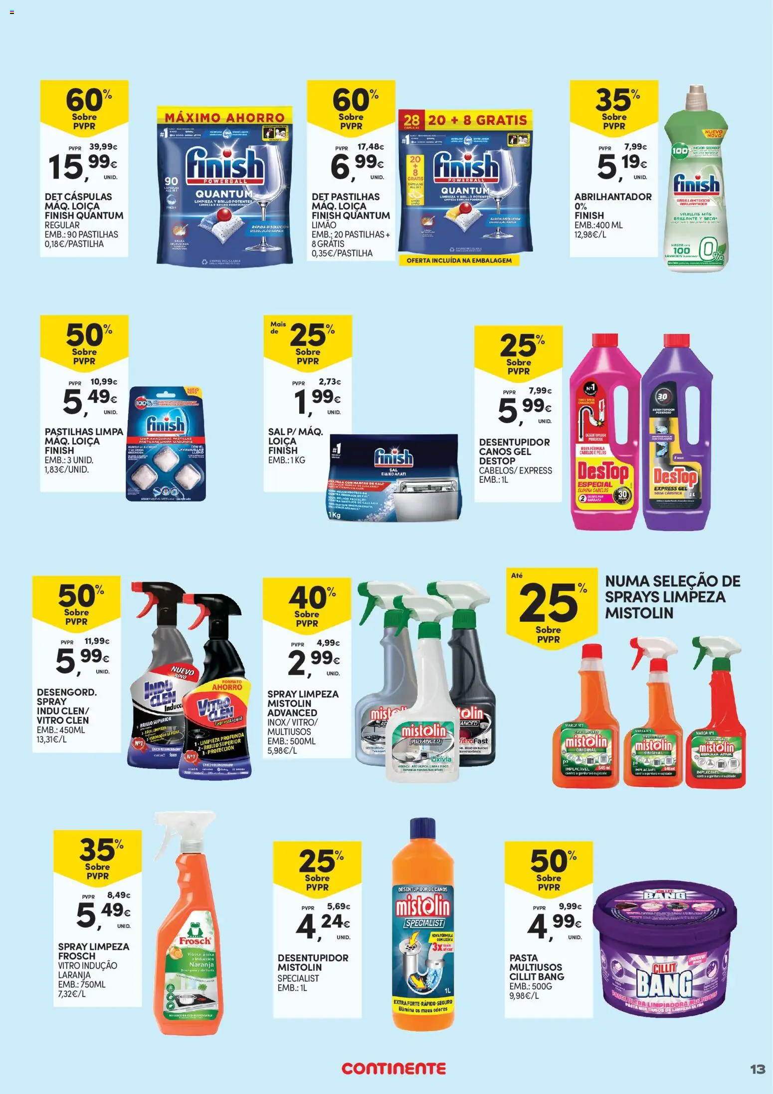 Continente - Açores Limpeza do Lar │ válido de 24.02.2026 | Página: 13 | Produtos: Abrilhantador, Sal, Soda cáustica, Soda