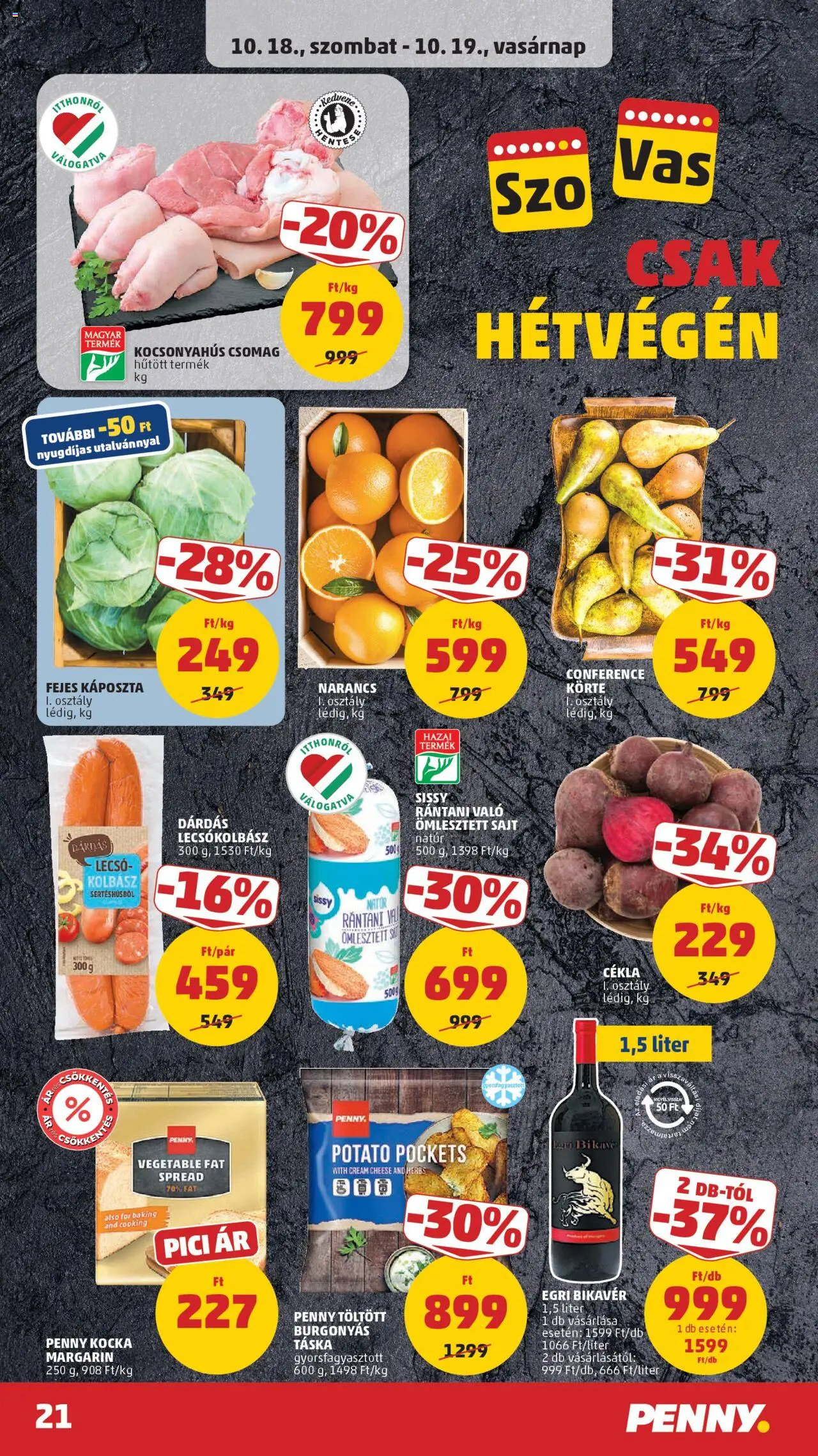 PENNY akciós ujság - amely érvényes a következő dátumtól: 16.10.2025 | Oldal: 25 | Termékek: Káposzta, Körte, Kolbász, Margarin