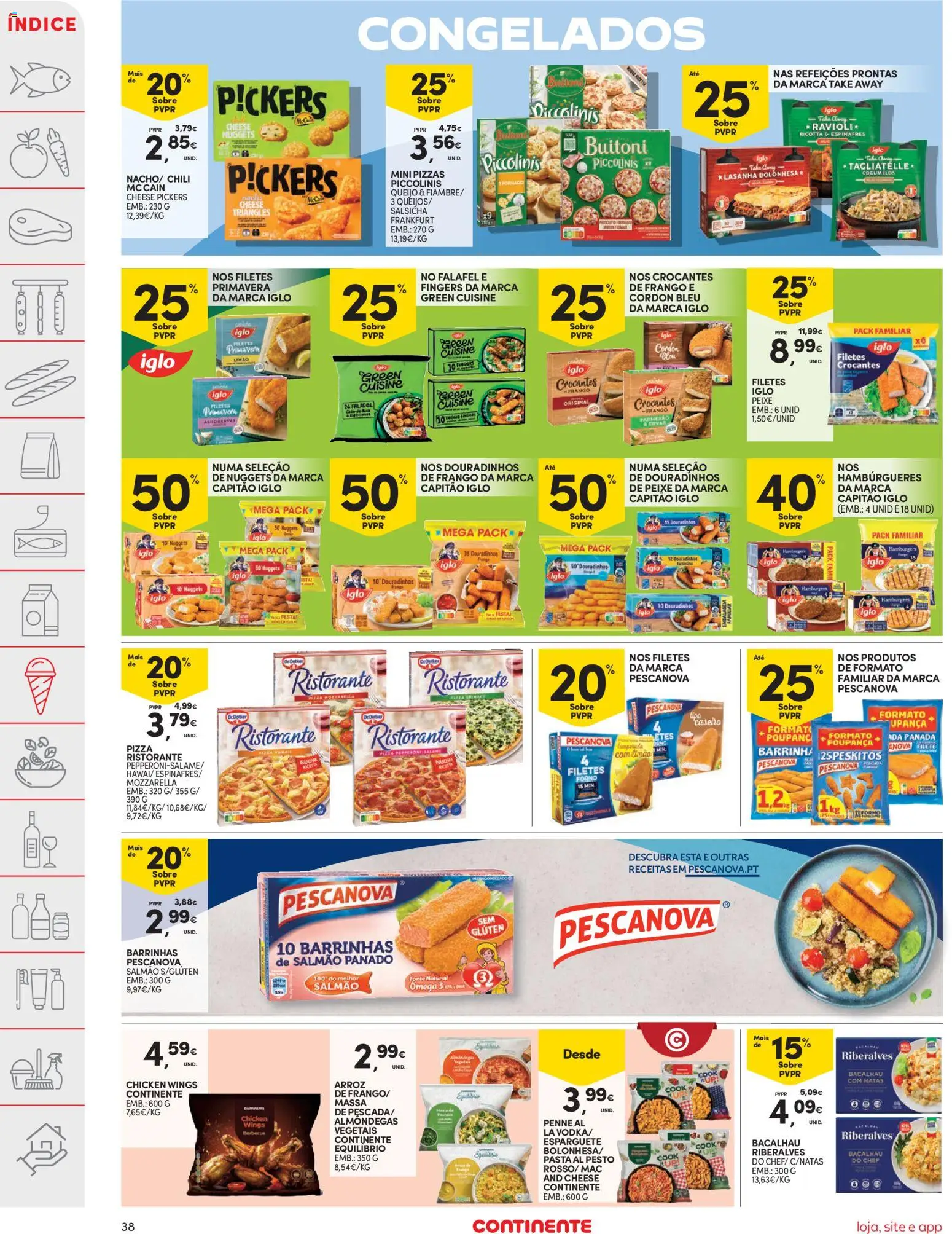 Continente folheto │ válido de 03.03.2026 | Página: 38 | Produtos: Lasanha, Queijo, Peixe, Nuggets