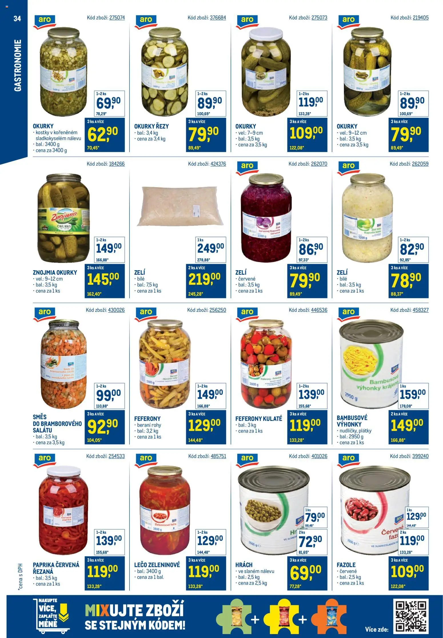 Makro leták - Stabilně výhodná cena – gastronomie od 24.09.2025 | Strana: 34 | Produkty: Okurky, Paprika červená, Kostky, Lečo