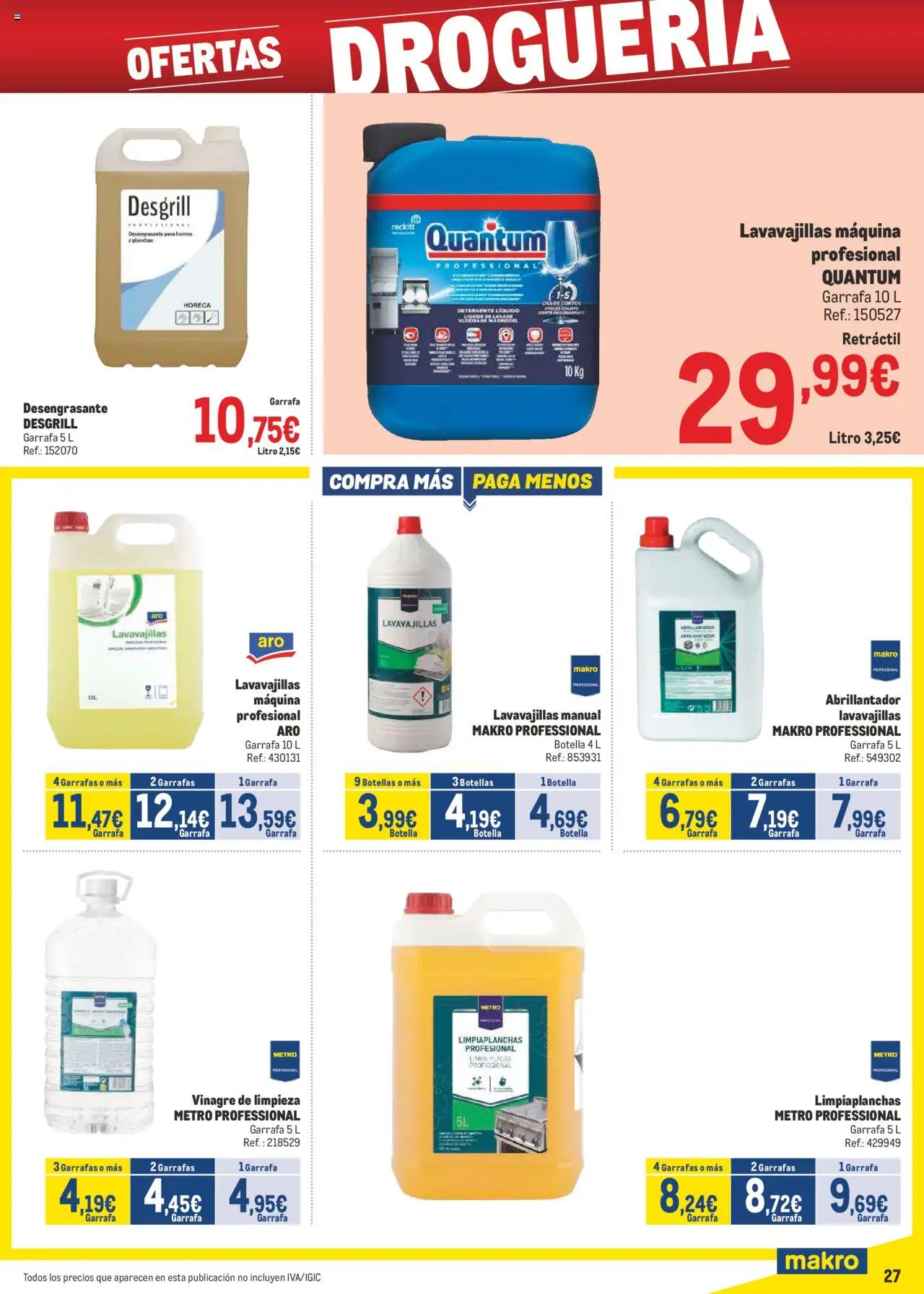 Makro - Precios Canarias │ válido desde el 04.08.2025 | Página: 27 | Productos: Detergente, Detergente líquido, Lavavajillas, Δεξαμενή